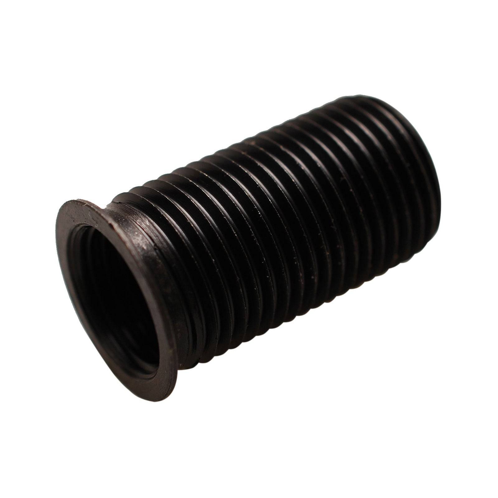 Ein schwarzer, zylindrischer Gewinderohrverbinder, der zur Sicherung von Verbindungen in der Sanitärtechnik oder Maschinenbau verwendet wird.