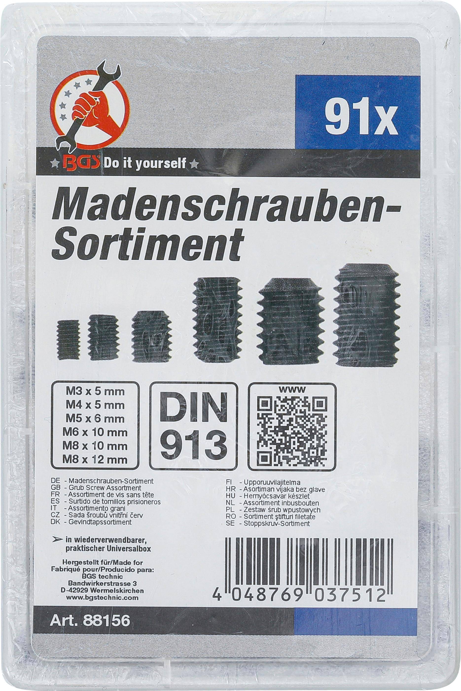 BGS Diy Madenschrauben-Sortiment | 91-tlg.