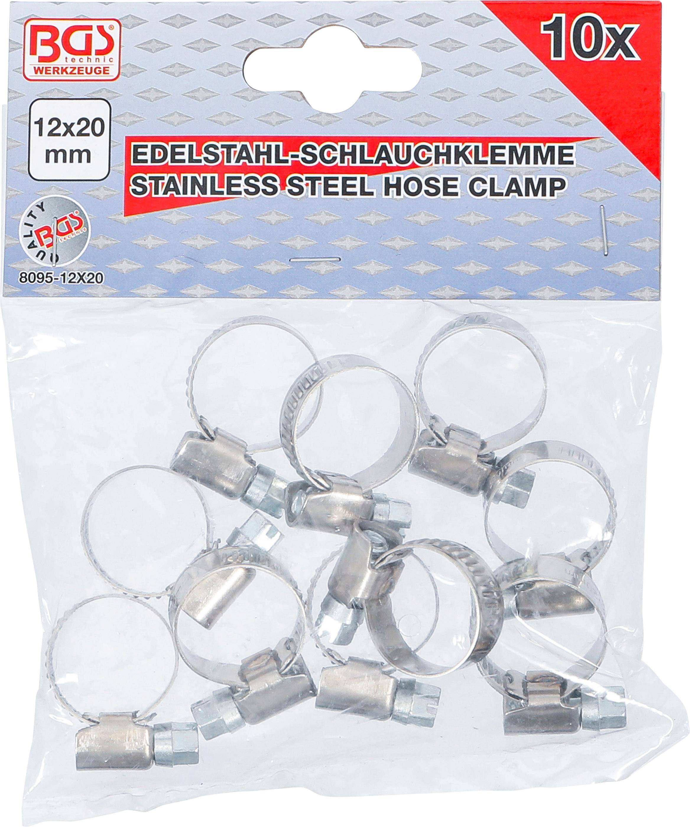 BGS technic Schlauchklemmen | rostfrei | 12 x 20 mm | 10-tlg.