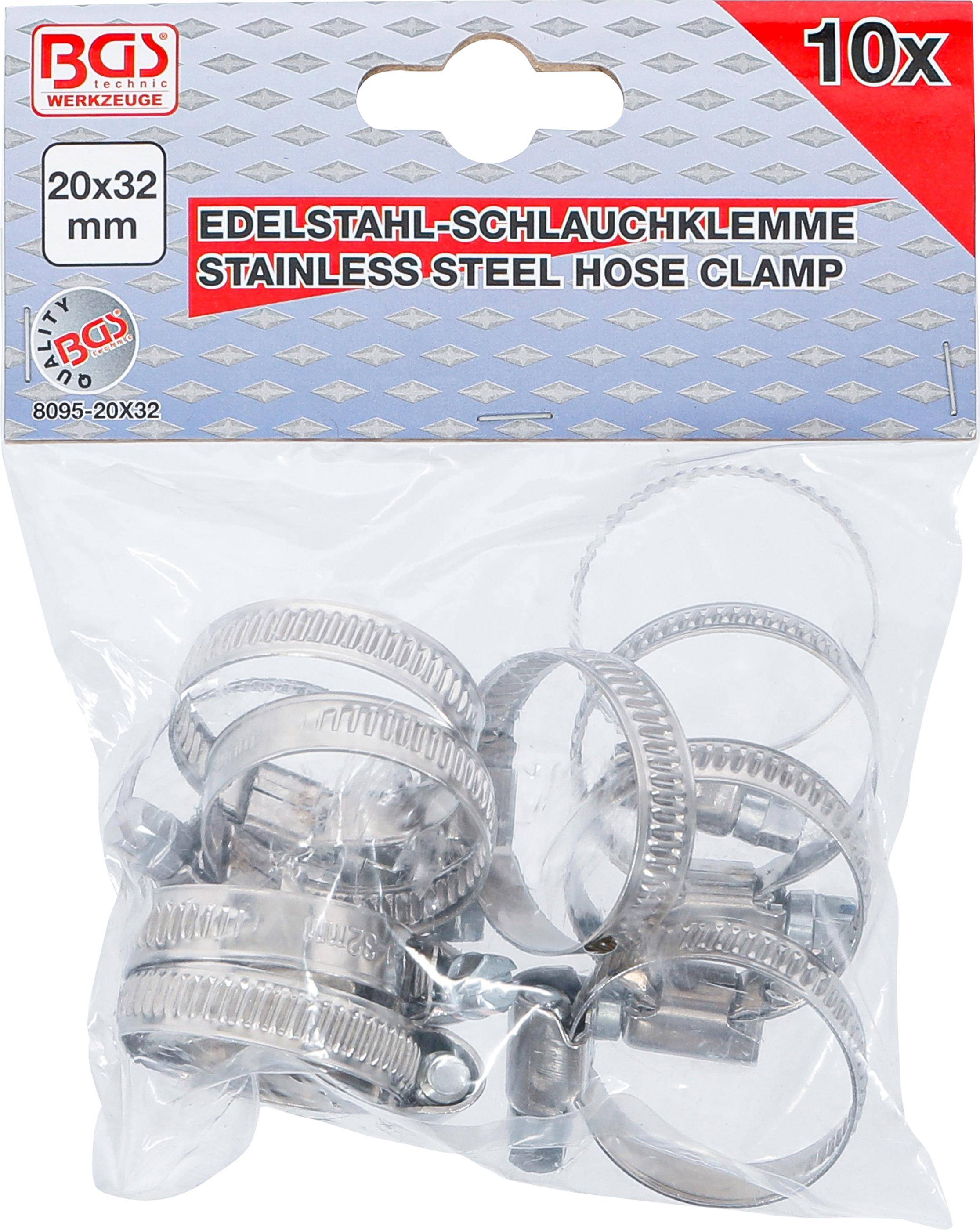 BGS technic Schlauchklemmen | rostfrei | 20 x 32 mm | 10-tlg.
