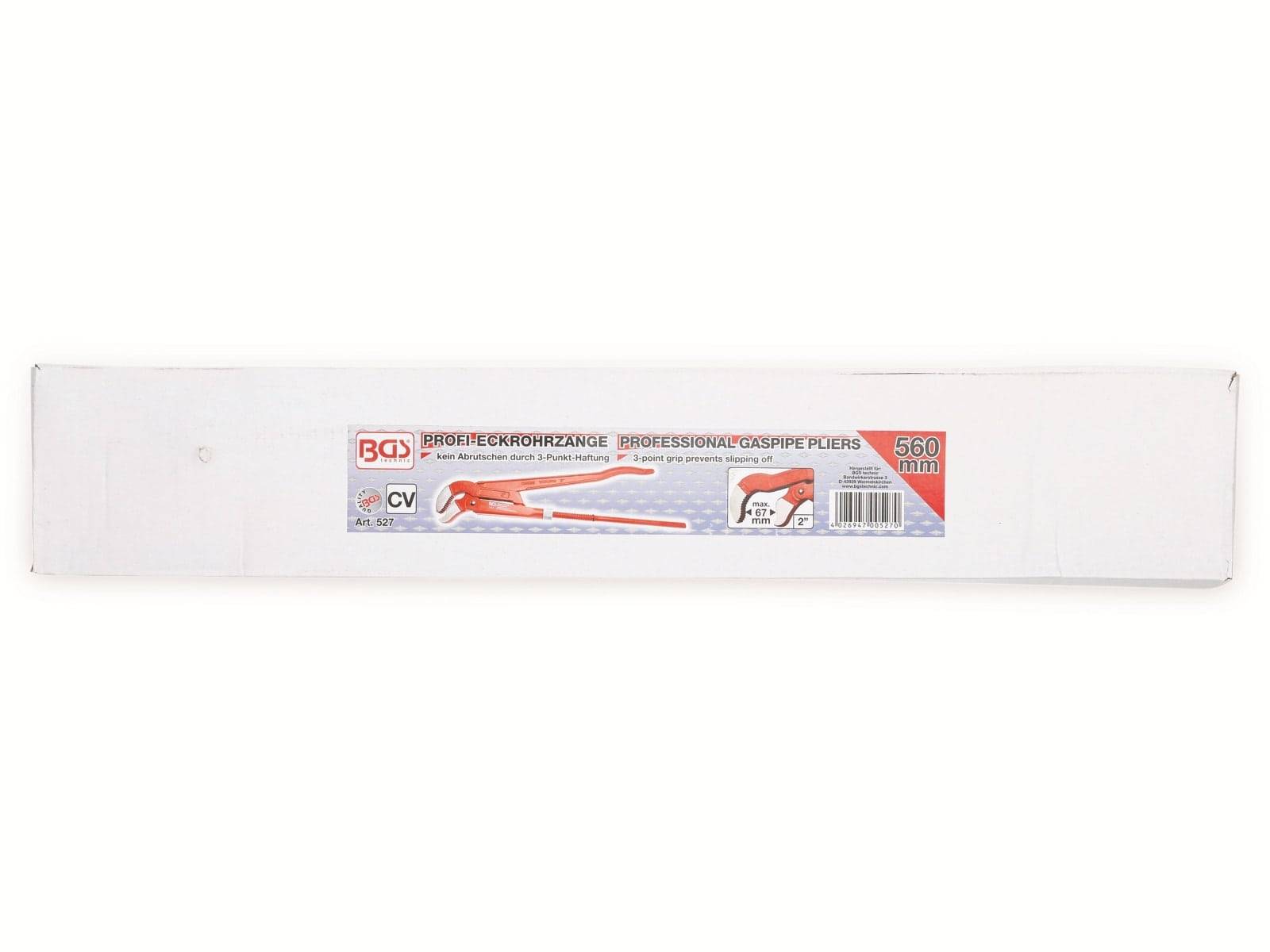 BGS TECHNIC Eckrohrzange 527, 2", S-Maul, 560 mm