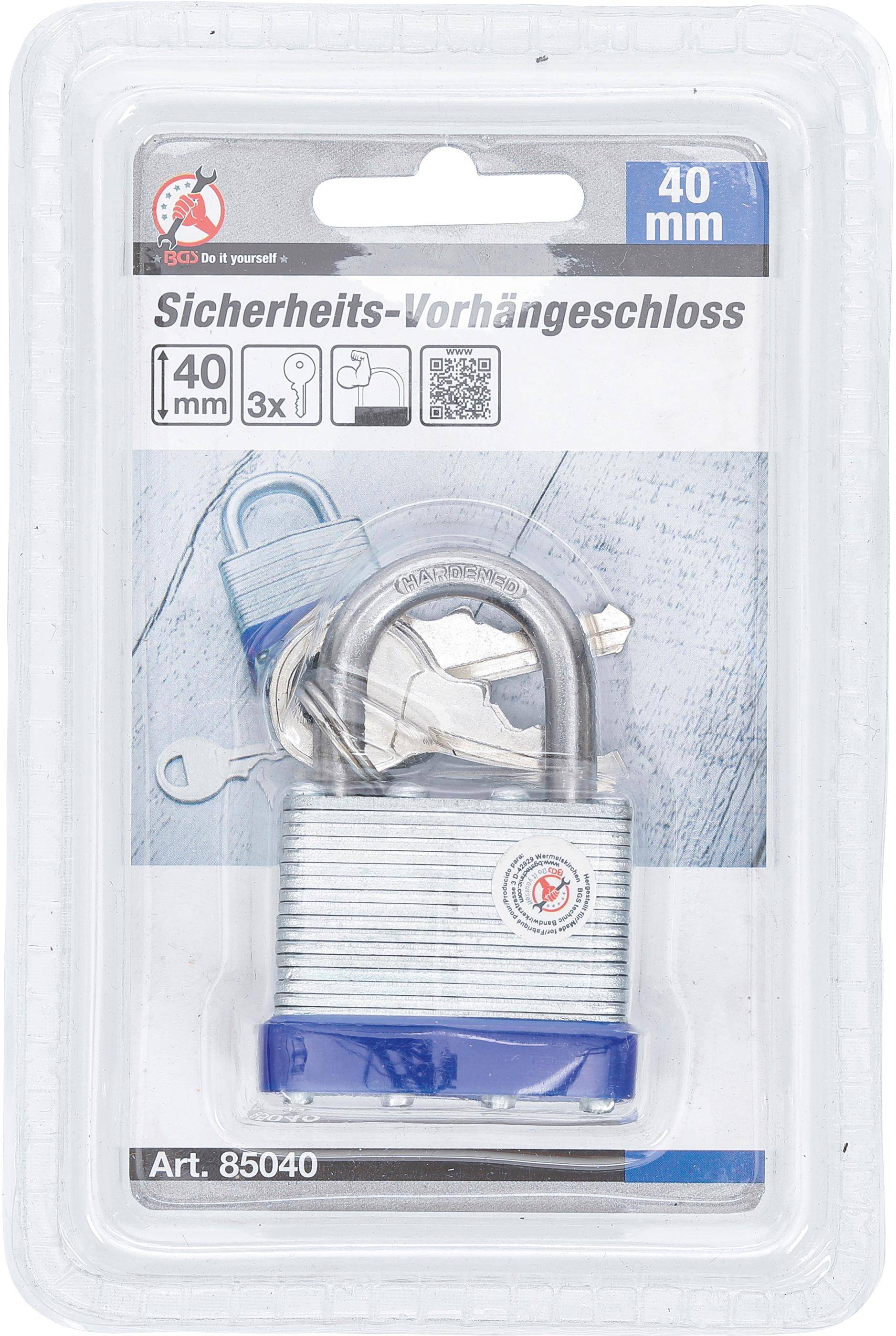 BGS Do It Yourself Sicherheits-Vorhängeschloss | 40 mm
