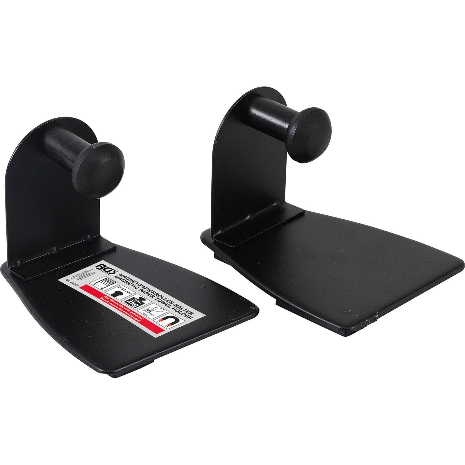 Wandmontierbare schwarze Lautsprecherhalterungen mit abgerundeten Knöpfen, die entwickelt wurden, um kleine bis mittlere Lautsprecher sicher zu befestigen.