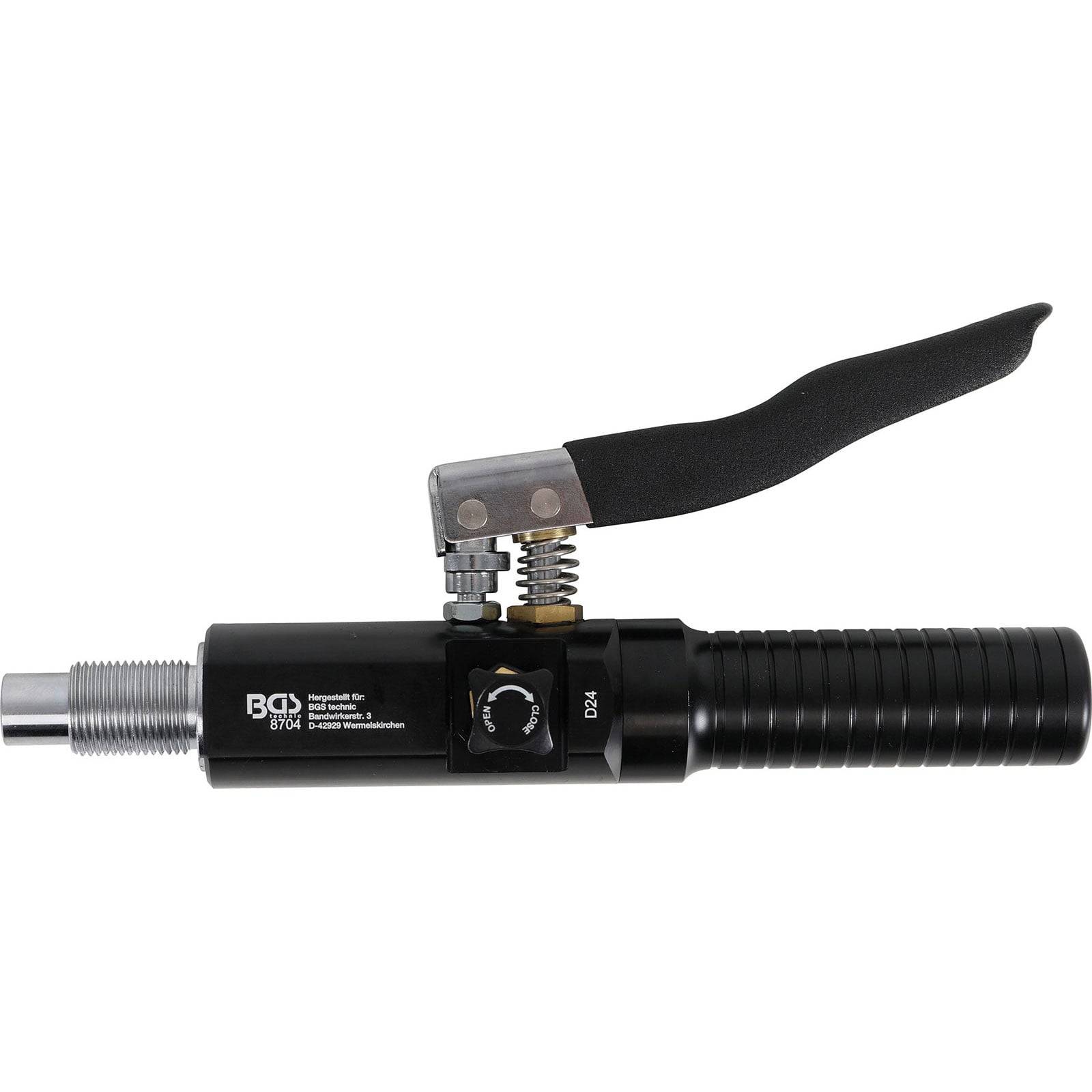 Ein schwarzer Drehmomentschlüssel mit einem strukturierten Griff und einem Einstellrädchen in der Mitte; beschriftet mit 'BQ 8704'.