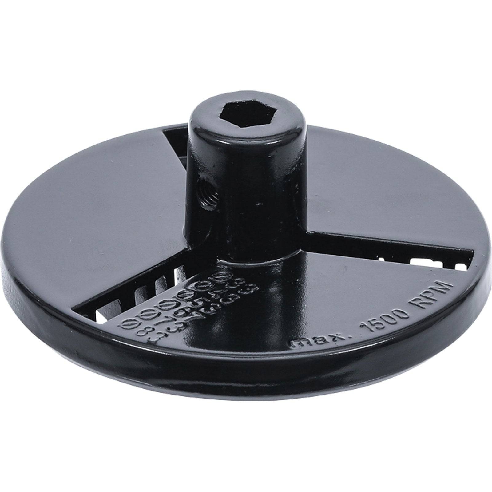 Ein schwarzer Kunststoff-Turbodüsenkopf mit der Aufschrift 