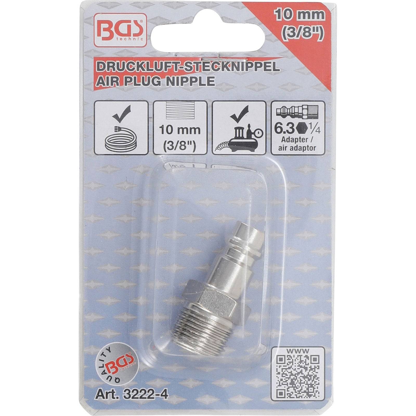Druckluft-Stecknippel, 10 mm (3/8