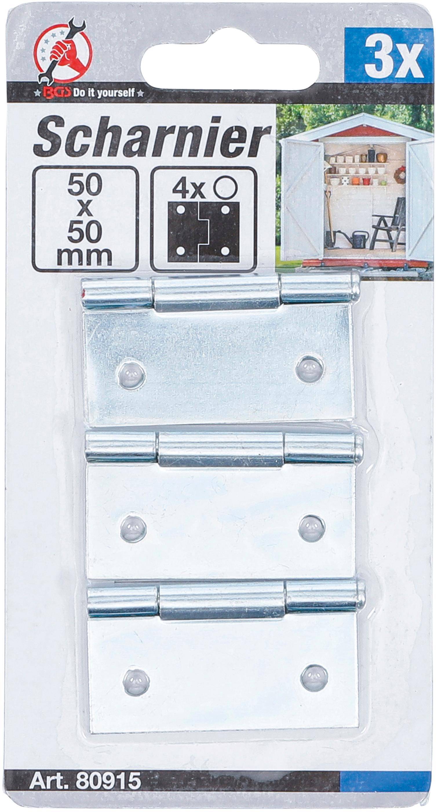 BGS Diy Scharnier-Satz | 50 x 50 mm | 3-tlg.