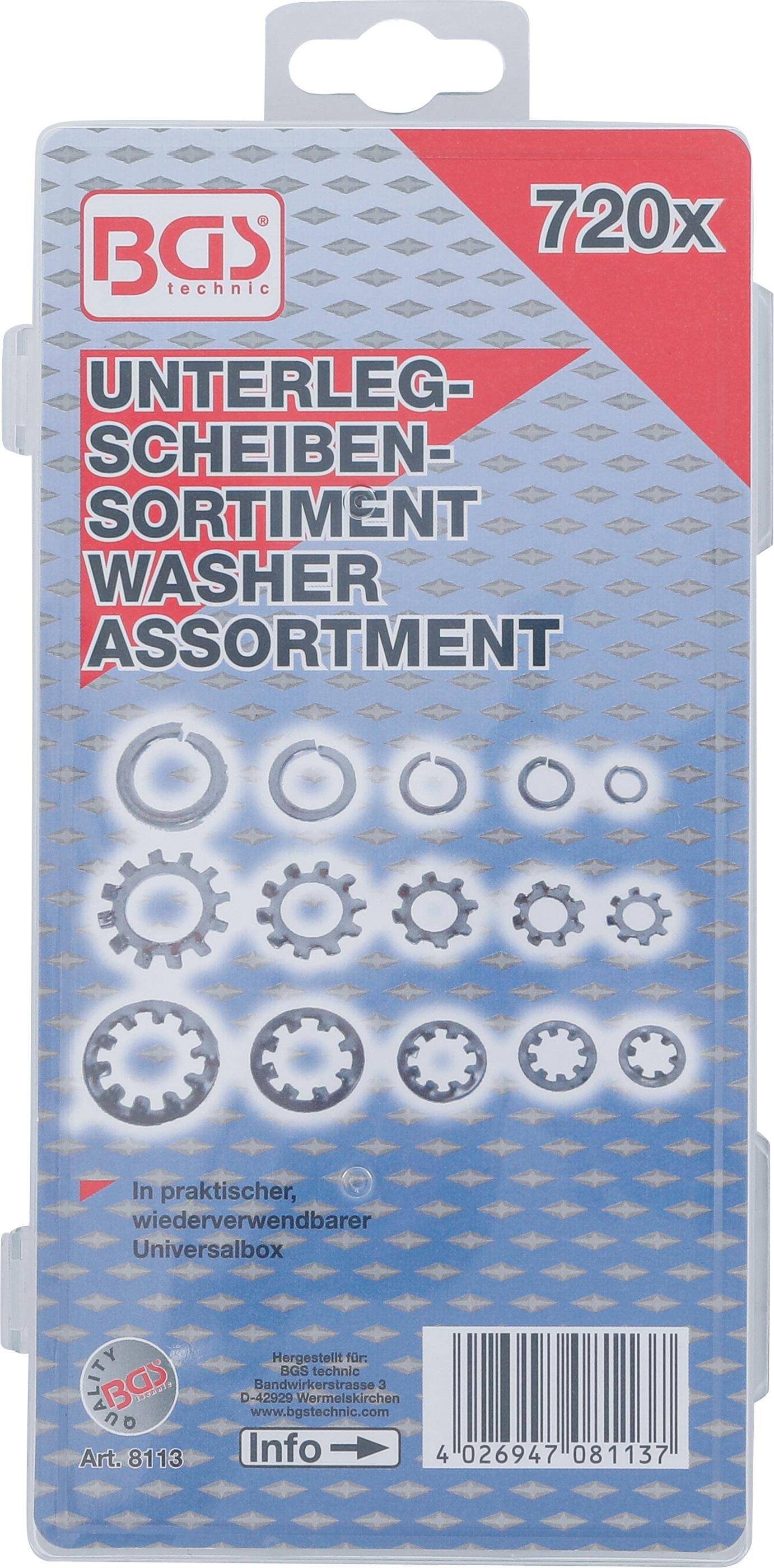 BGS technic Unterlegscheiben-Sortiment | 720-tlg.