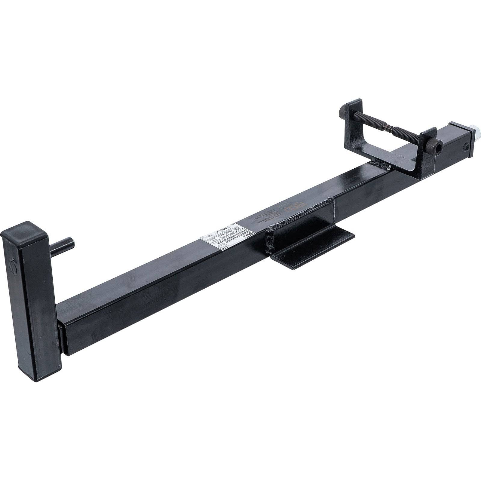 Stahl-Gabelstapler-Auslegeranbau zum Heben und Transportieren schwerer Lasten; verfügt über verstellbare Länge, Haken am Ende für sicheres Anheben.