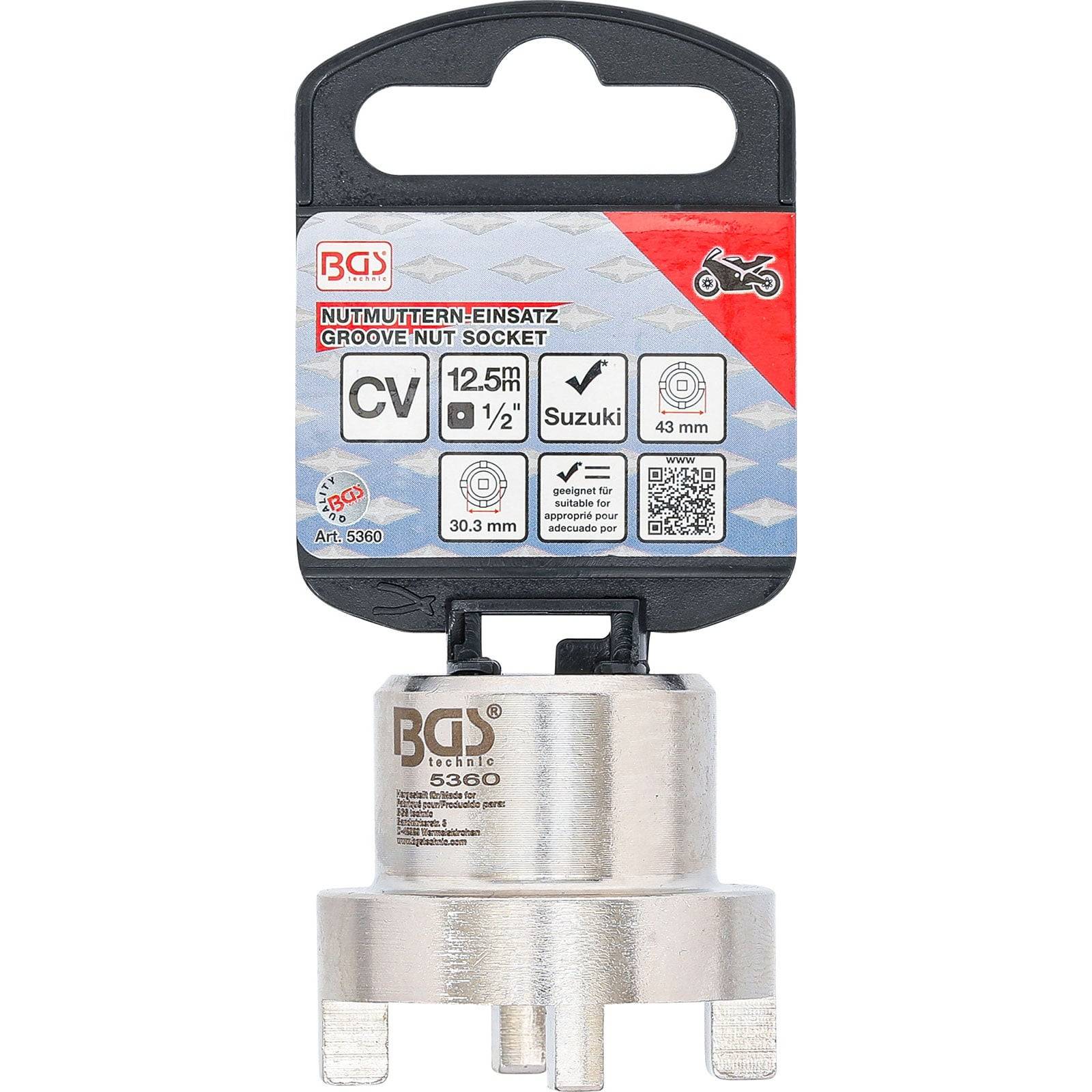 Eine Nockennuss mit CV 12,5 mm, 1/2 Zoll Spezifikationen, geeignet für Suzuki, mit einer Größe von 43 mm und einem Außendurchmesser von 30,3 mm.