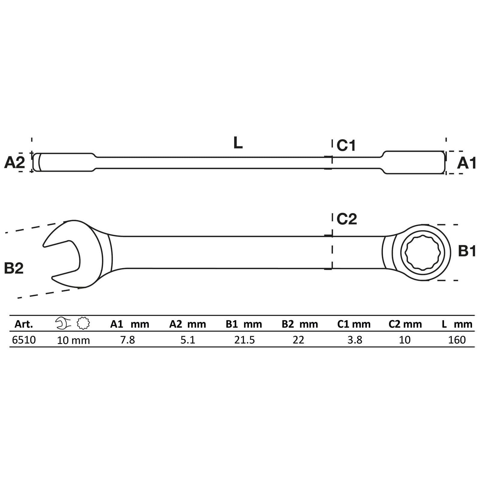 BGS Ratschenring-Maulschlüssel SW 10 mm - 6510