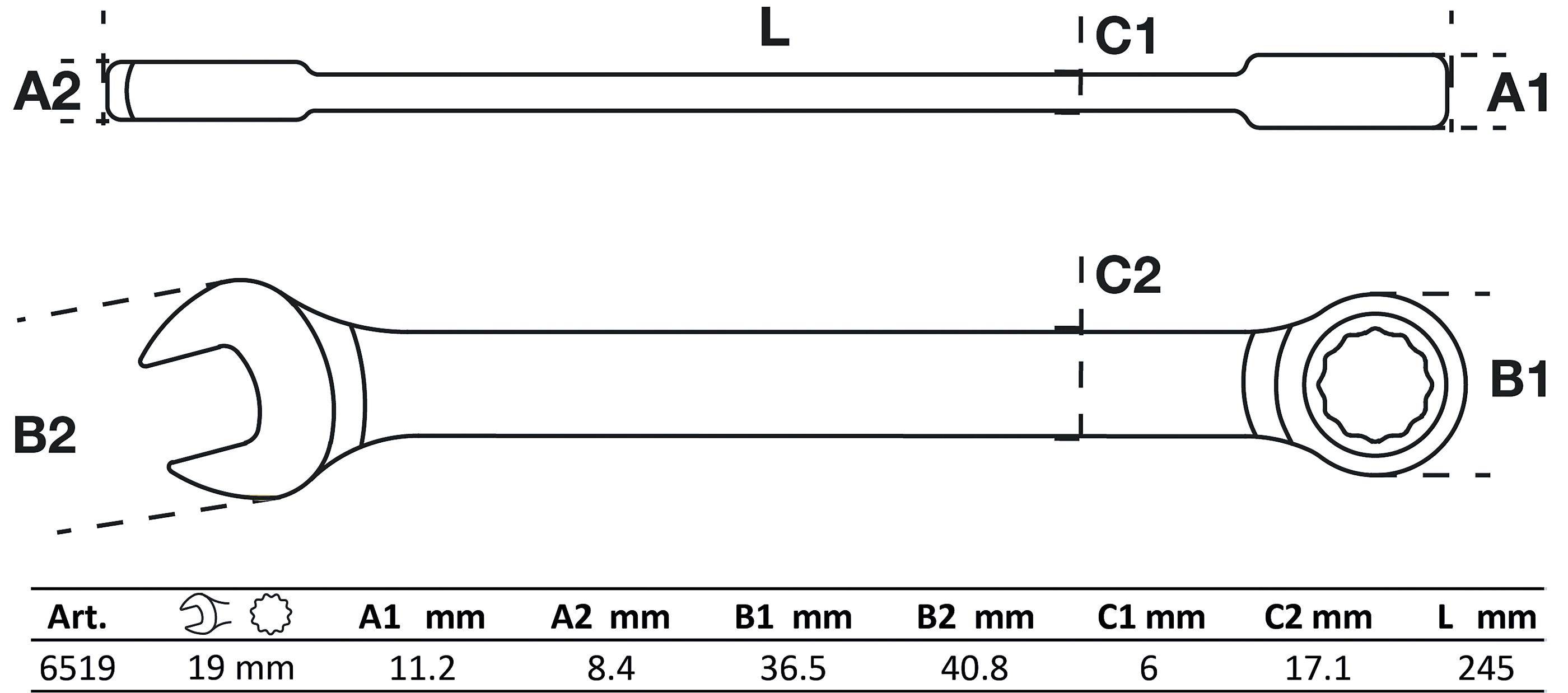 BGS Ratschenring-Maulschlüssel | SW 19 mm