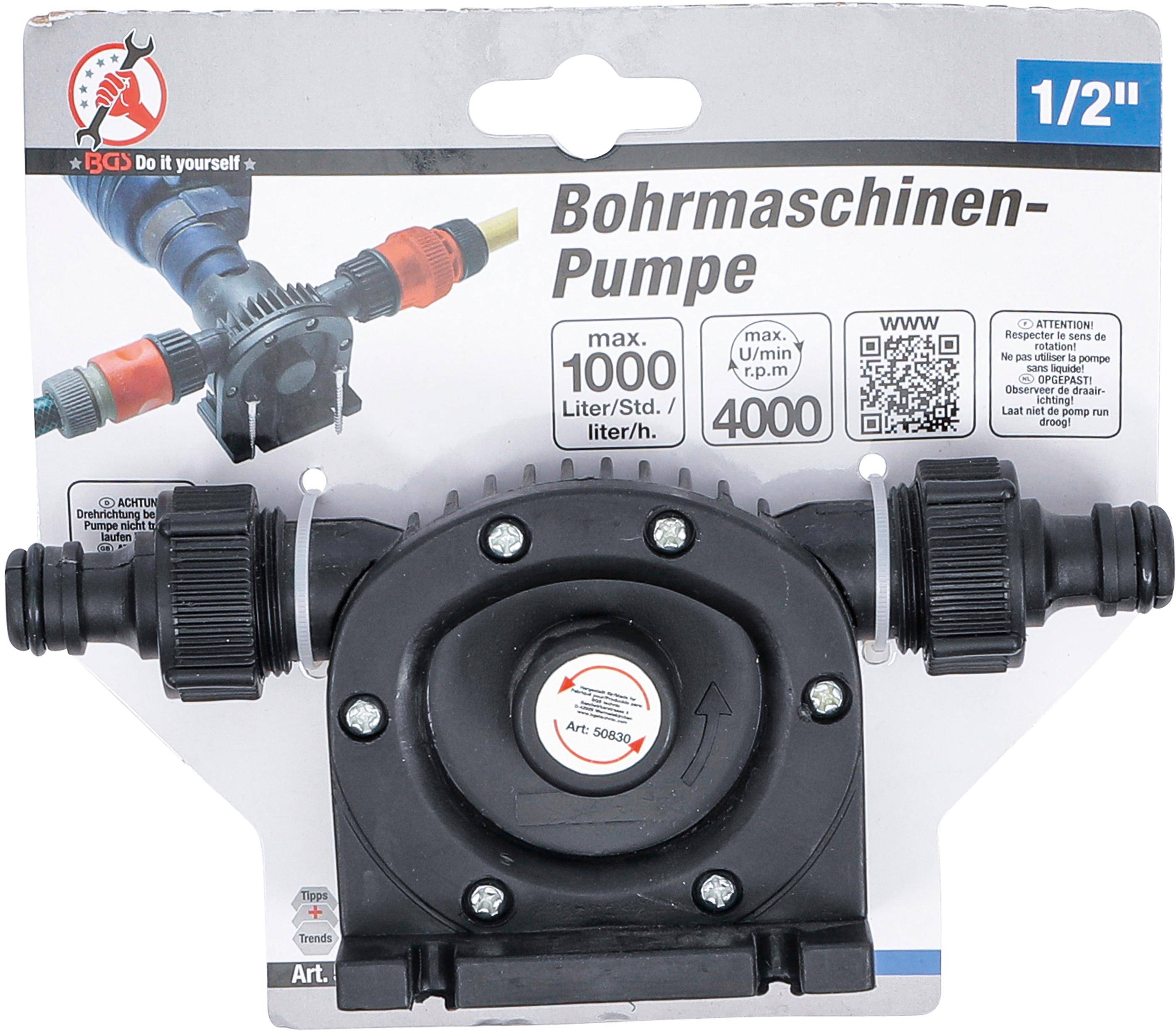 BGS Diy Bohrmaschinen-Pumpe | 1/2" | 1000 l/h