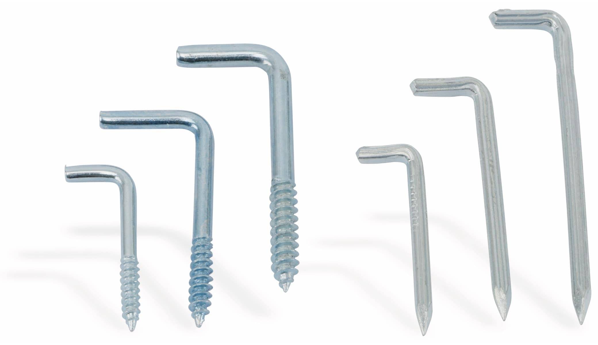 BGS TECHNIC Stahl-Bilderhaken-Set, 48-teilig