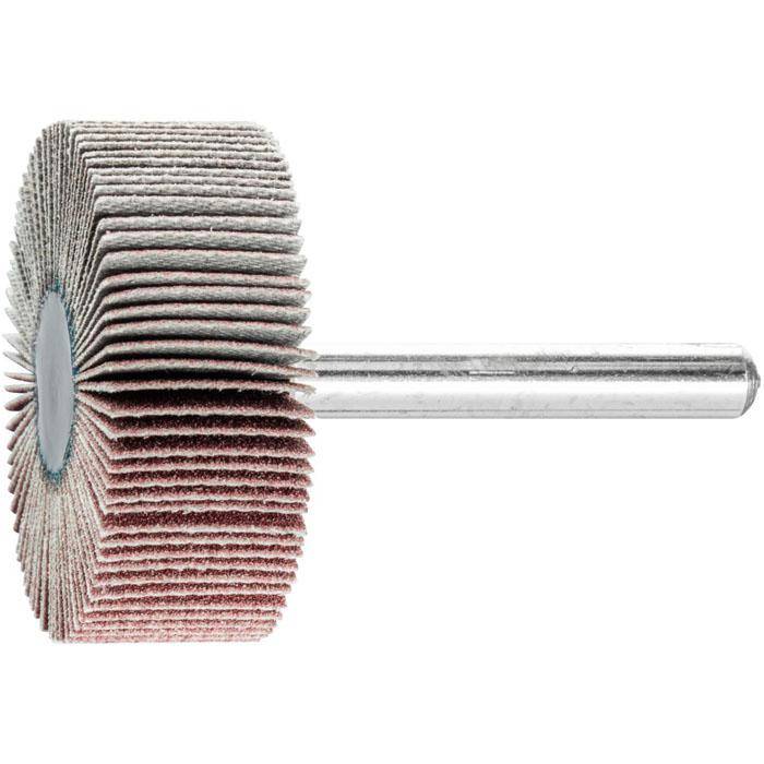 Fächerschleifer - PFERD - Korund A - Schaft-Ø 6 x 40 mm - Korngröße 150 - Bezeichnung F 4015/6 A 150 - Maße (D x T) 40 x 15 mm - empf. Drehzahl 9