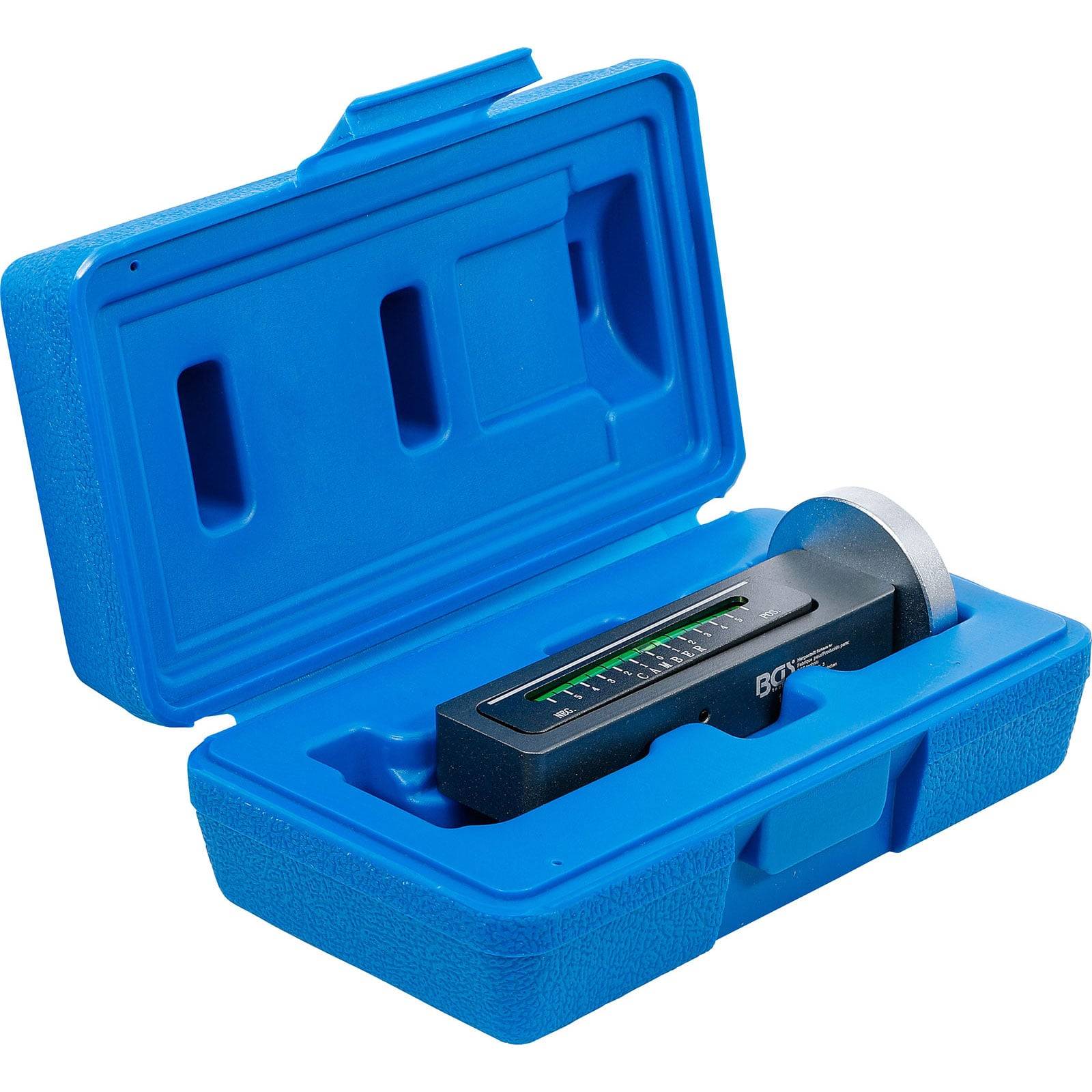 Eine blaue Plastikbox, die einen digitalen Refraktometer mit LED-Display enthält, der zur Messung der Konzentration von Substanzen in Flüssigkeiten verwendet wird.