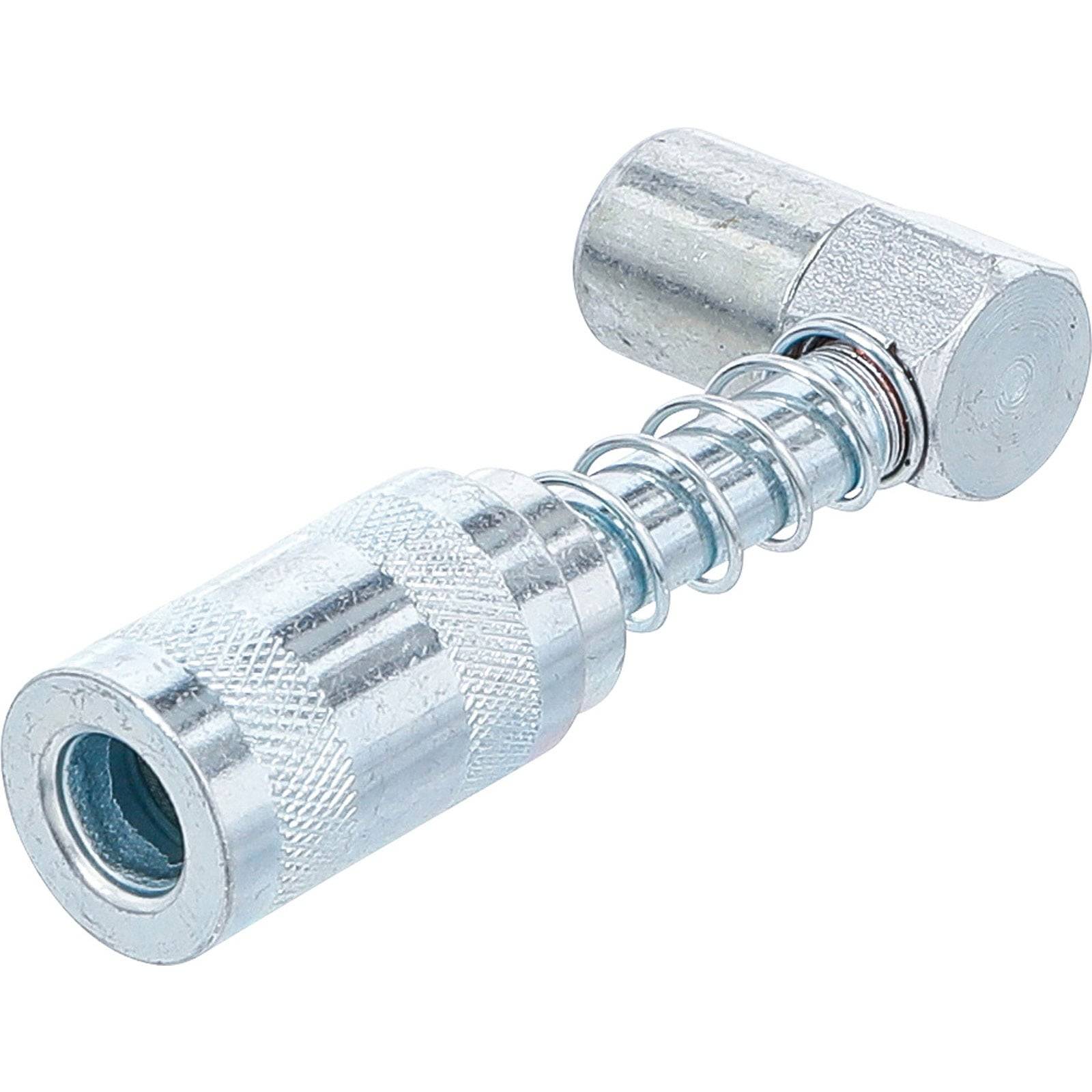 Ein Metallfederstößel mit gerilltem Griff und zylindrischem Kopf, konzipiert zum Halten oder Positionieren von Objekten in mechanischen Anwendungen.