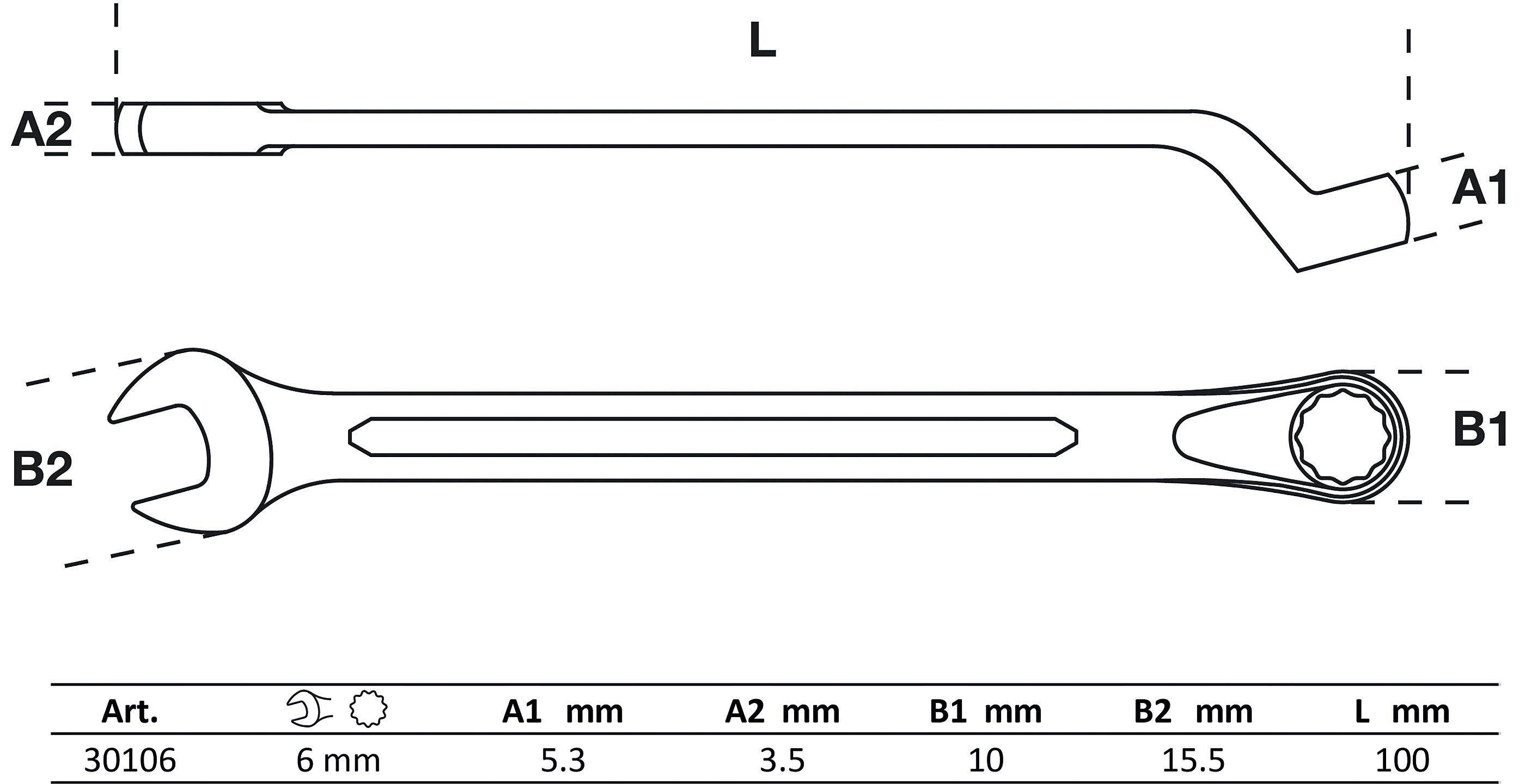 BGS Maul-Ringschlüssel, gekröpft | SW 6 mm
