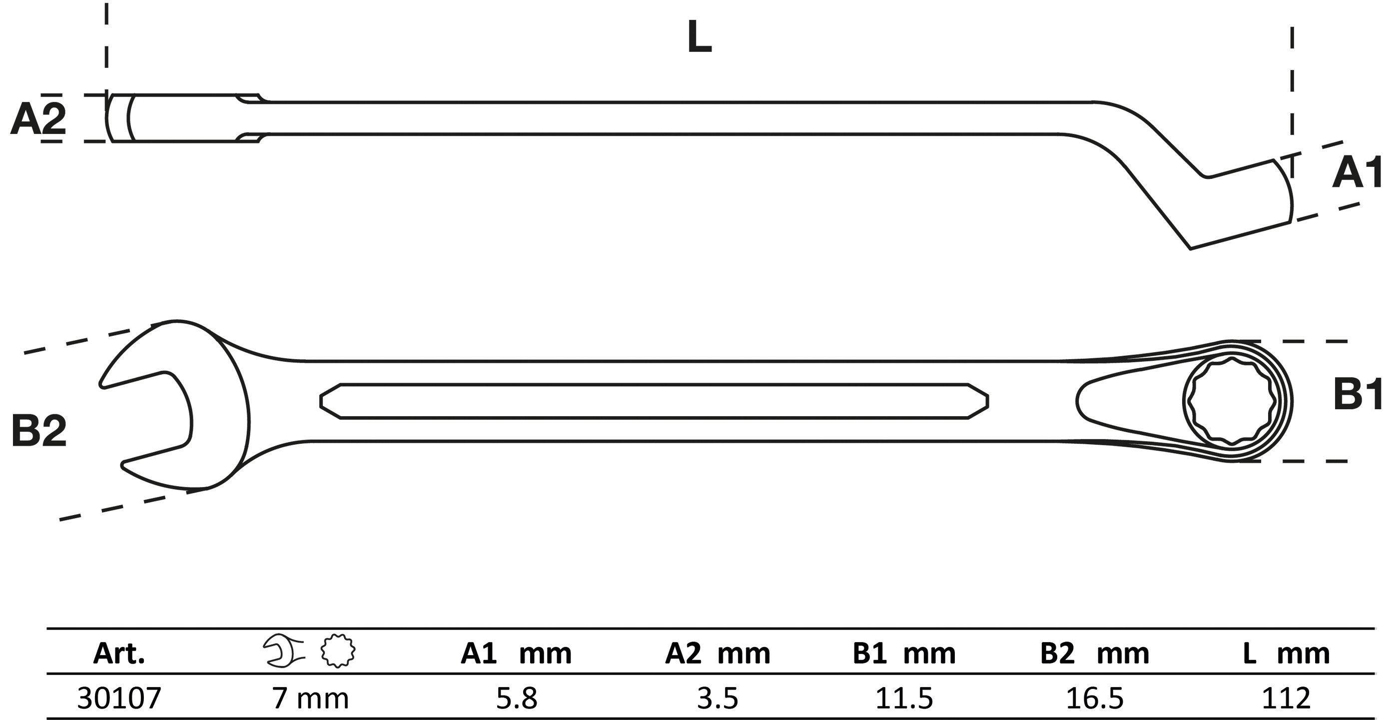 BGS Maul-Ringschlüssel, gekröpft | SW 7 mm
