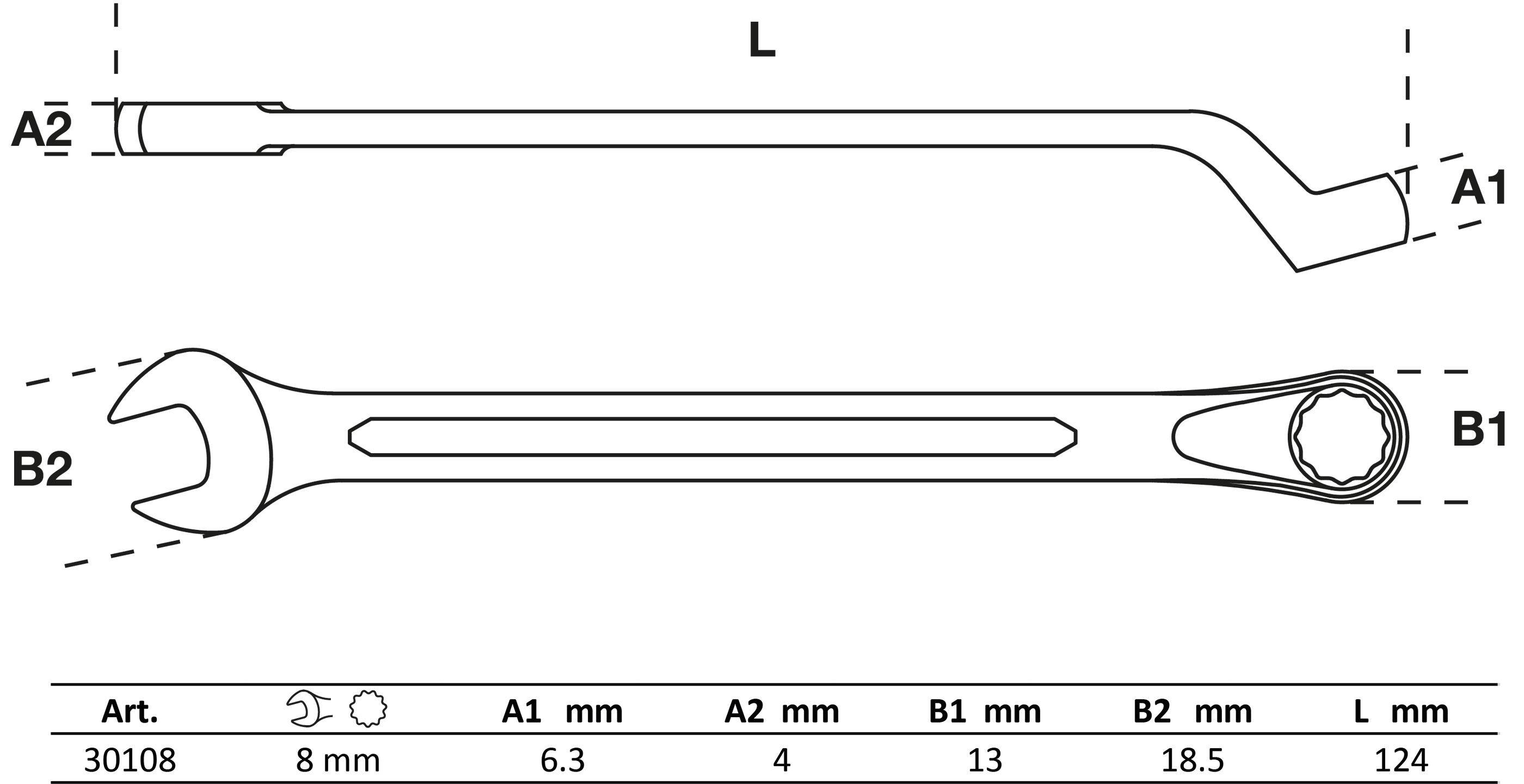 BGS Maul-Ringschlüssel, gekröpft | SW 8 mm
