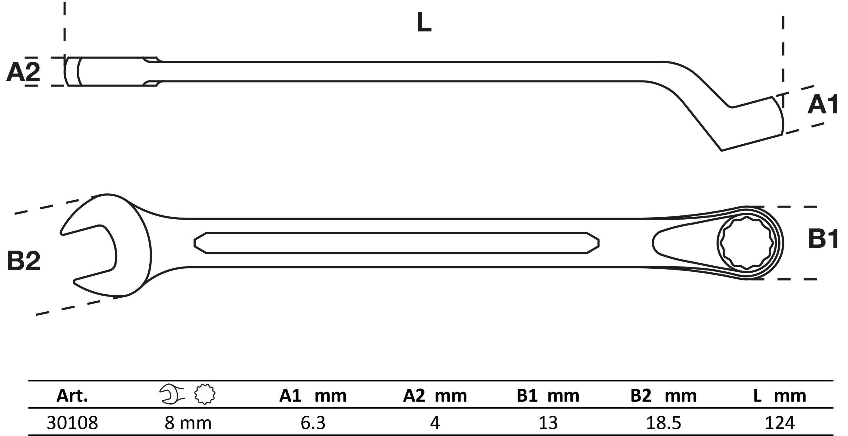 BGS Maul-Ringschlüssel, gekröpft | SW 8 mm
