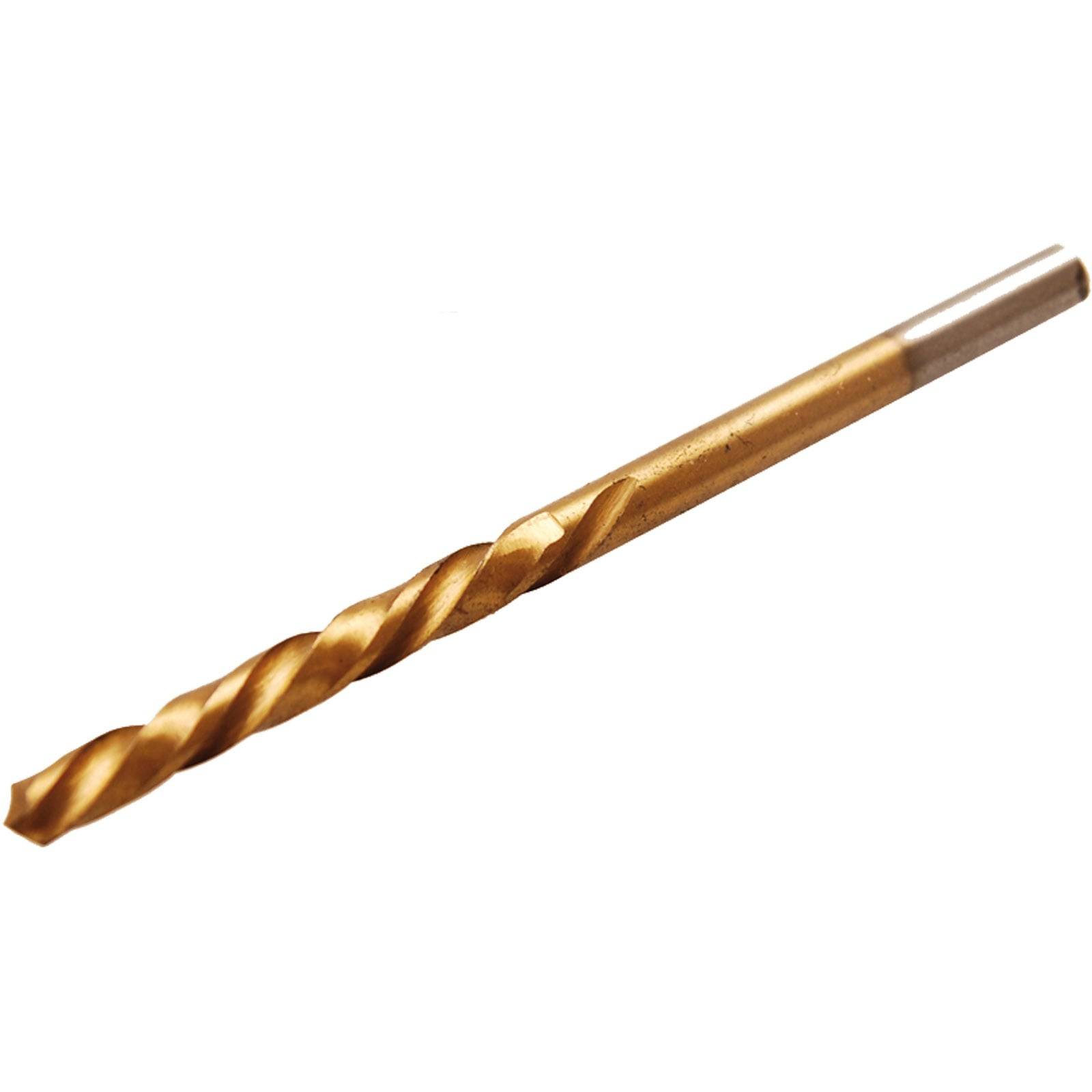 Ein Goldspiralbohrer mit einem silbernen Schaft, entwickelt zum Bohren verschiedener Materialien.