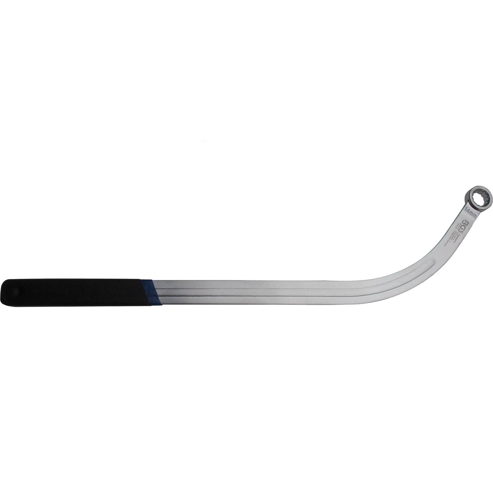 Ein gekrümmtes Eishockeyschlägerblatt mit einem schwarzen Griff am linken Ende, entwickelt für linkshändige Spieler.