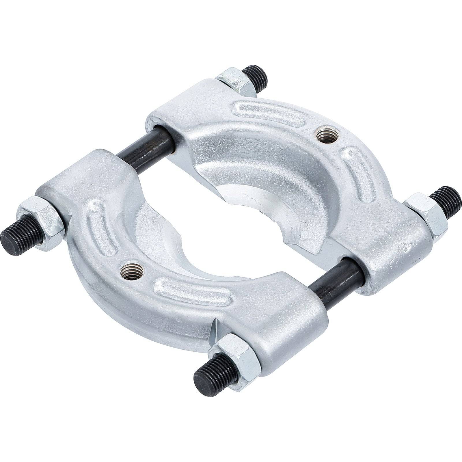 Ein metallisches Lagerabzieher-Werkzeug mit zwei Gewindeschrauben, konzipiert zum Herausnehmen von Lagern aus Wellen in mechanischen Anwendungen.