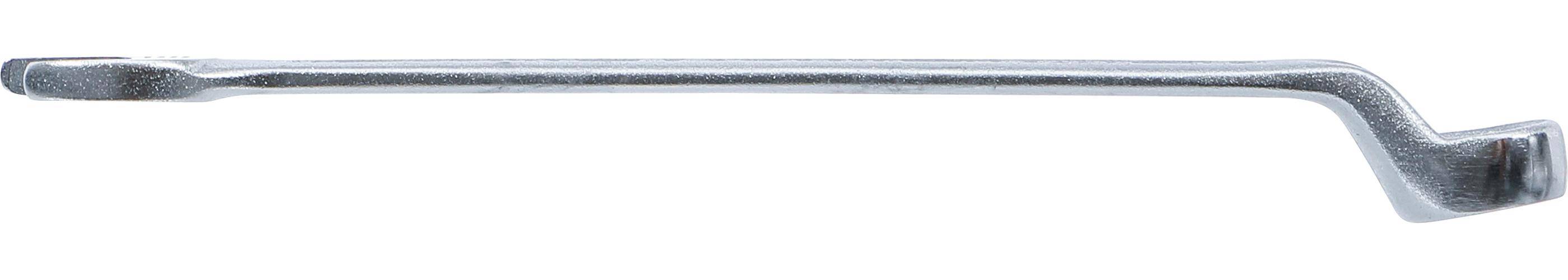 Eine horizontale Edelstahlstange mit polierter Oberfläche, möglicherweise Teil von Fitnessgeräten oder einer Beschlagausrüstung.