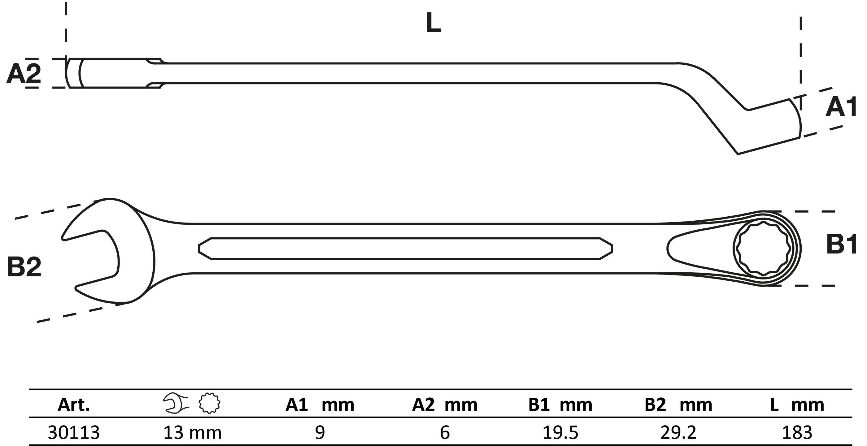 BGS Maul-Ringschlüssel, gekröpft | SW 13 mm