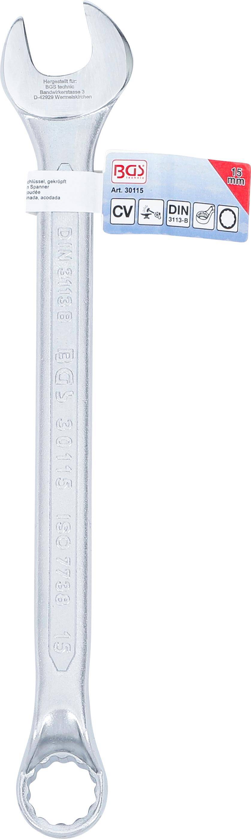 BGS technic Maul-Ringschlssel, gekrpft | SW 15 mm