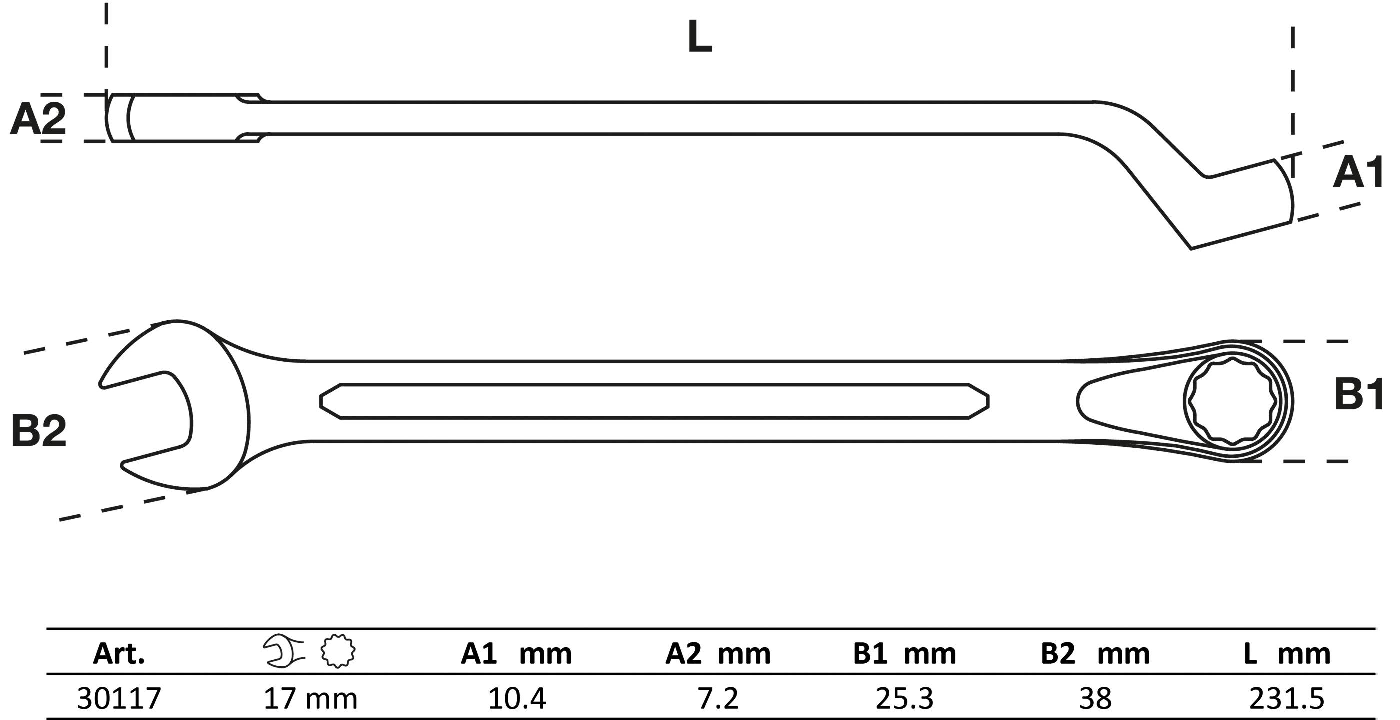 BGS Maul-Ringschlüssel, gekröpft | SW 17 mm