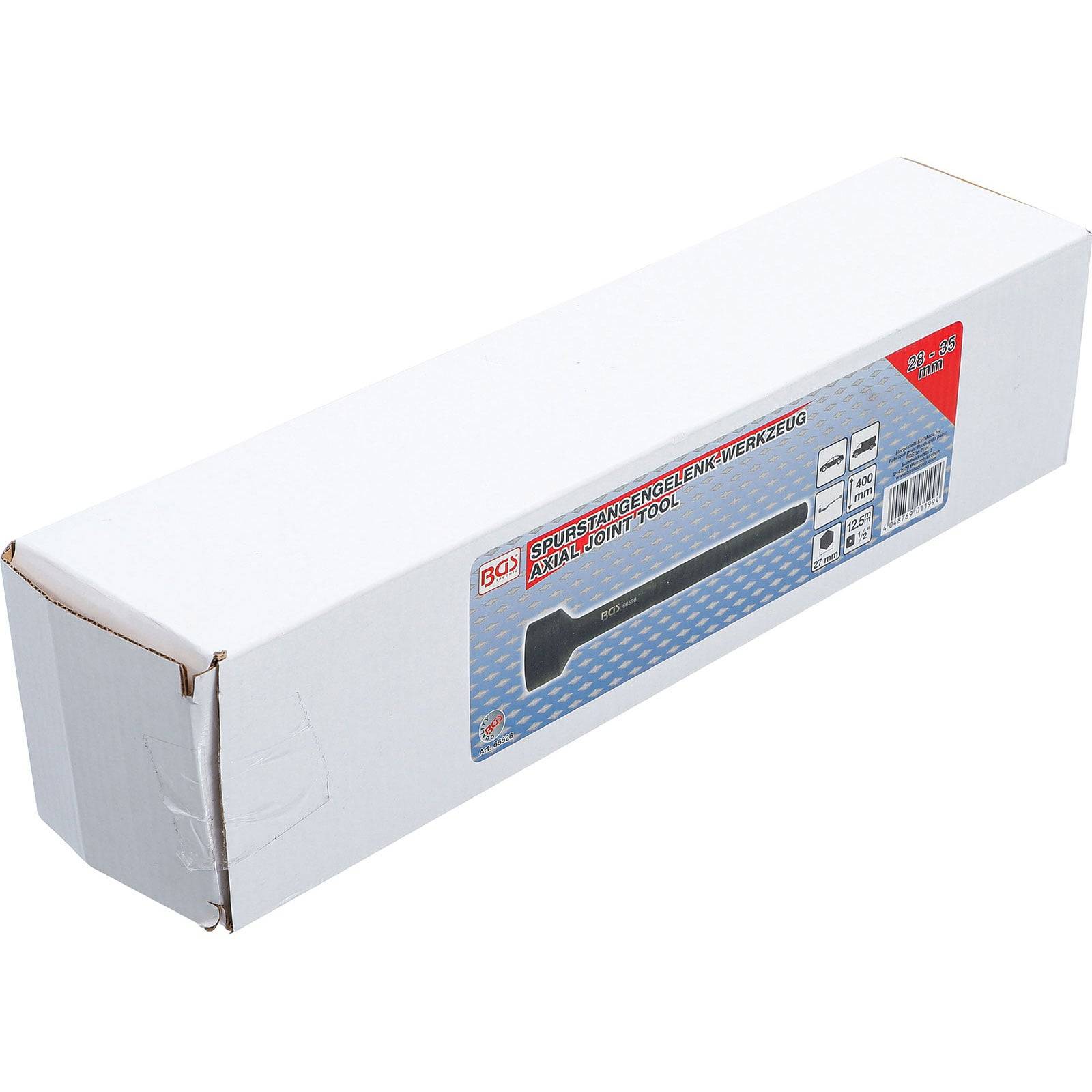 Eine weiße Box, die ein Kugelgelenk-Werkzeug enthält, beschriftet mit 'Profi-Stangengelenkwerkzeug'.