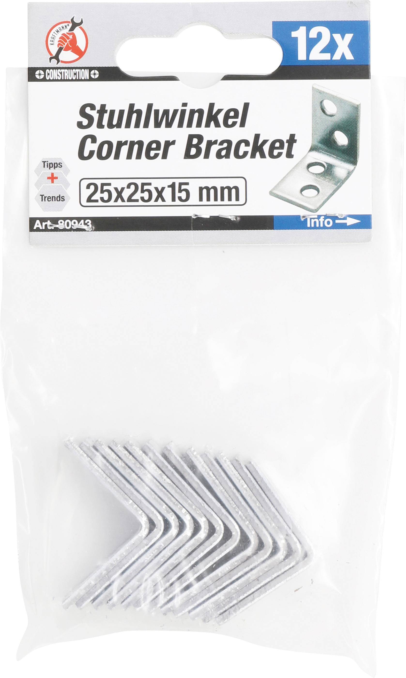 BGS Diy Stuhlwinkel | 25 x 25 x 15 mm | 12-tlg.