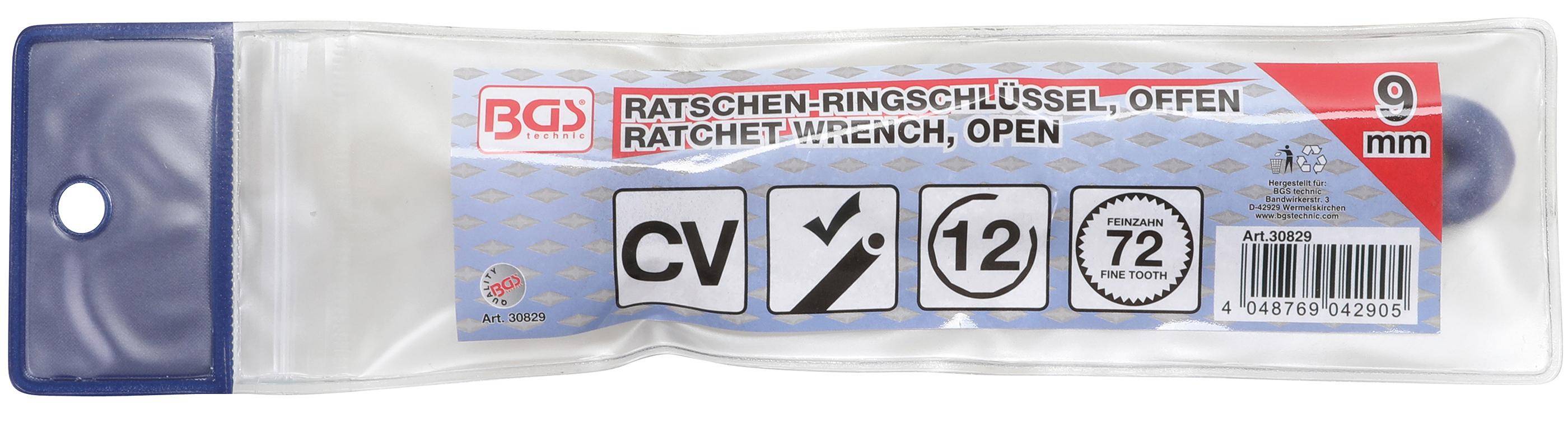 BGS Ratschen-Ringschlssel, offen | SW 9 mm