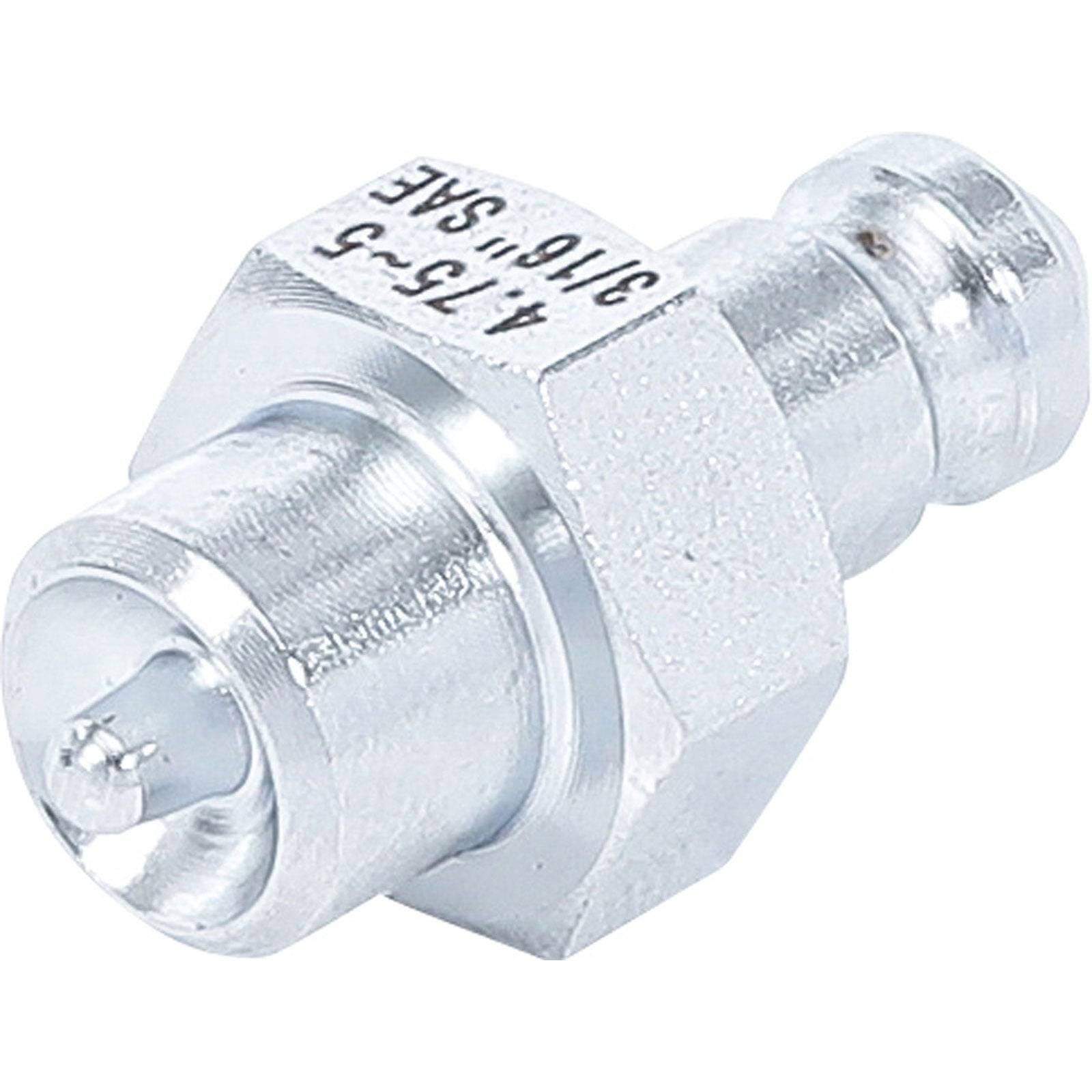 Alemite 4175-S Schmiernippel, sechseckige Basis, 3/16-Zoll SAE-Gewinde, glänzende metallische Oberfläche, verwendet zur Schmierung von Maschinen.