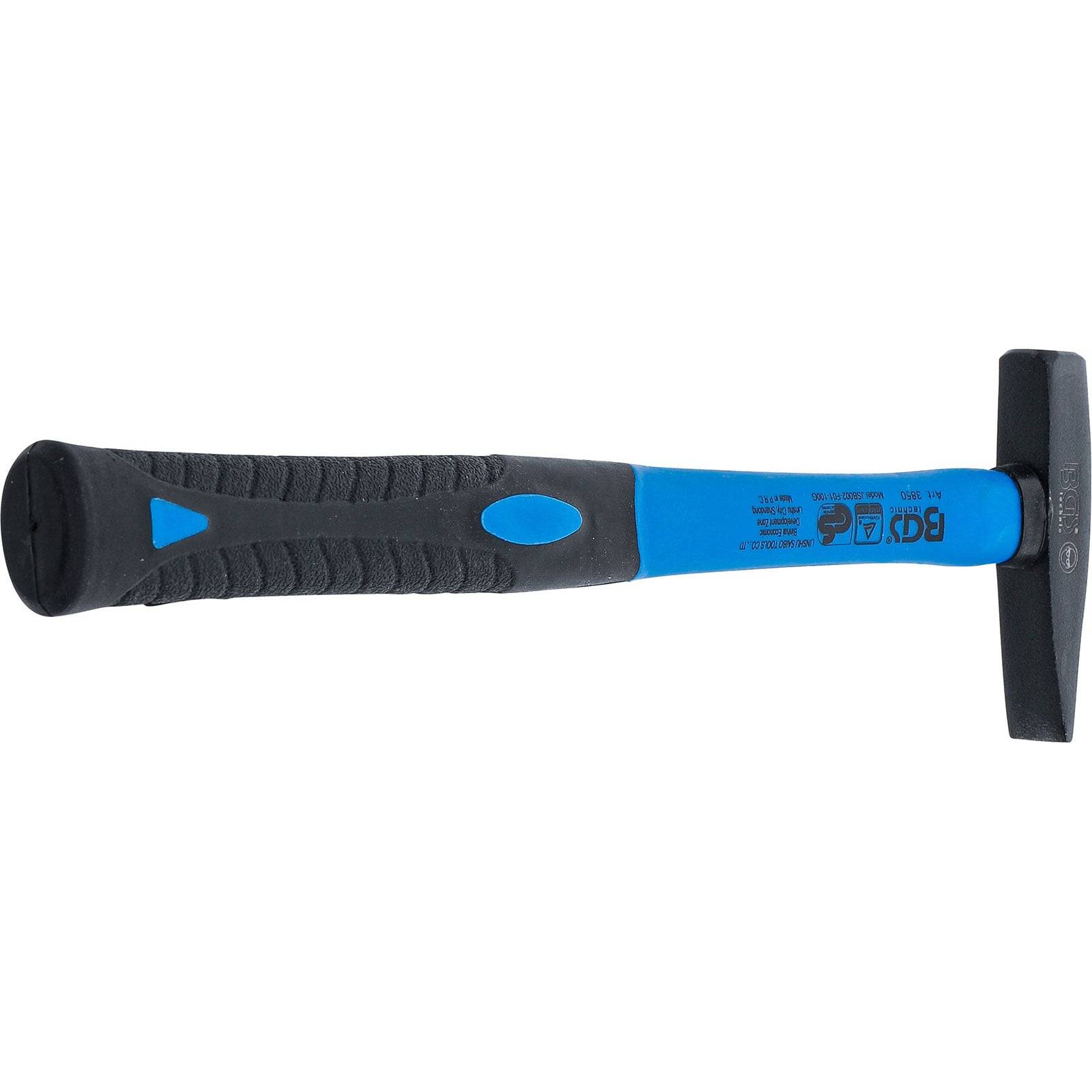 Ein blau-schwarzer Hammer mit einer strukturierten Griffoberfläche, der für einen komfortablen Griff und effizientes Schlagen entwickelt wurde.