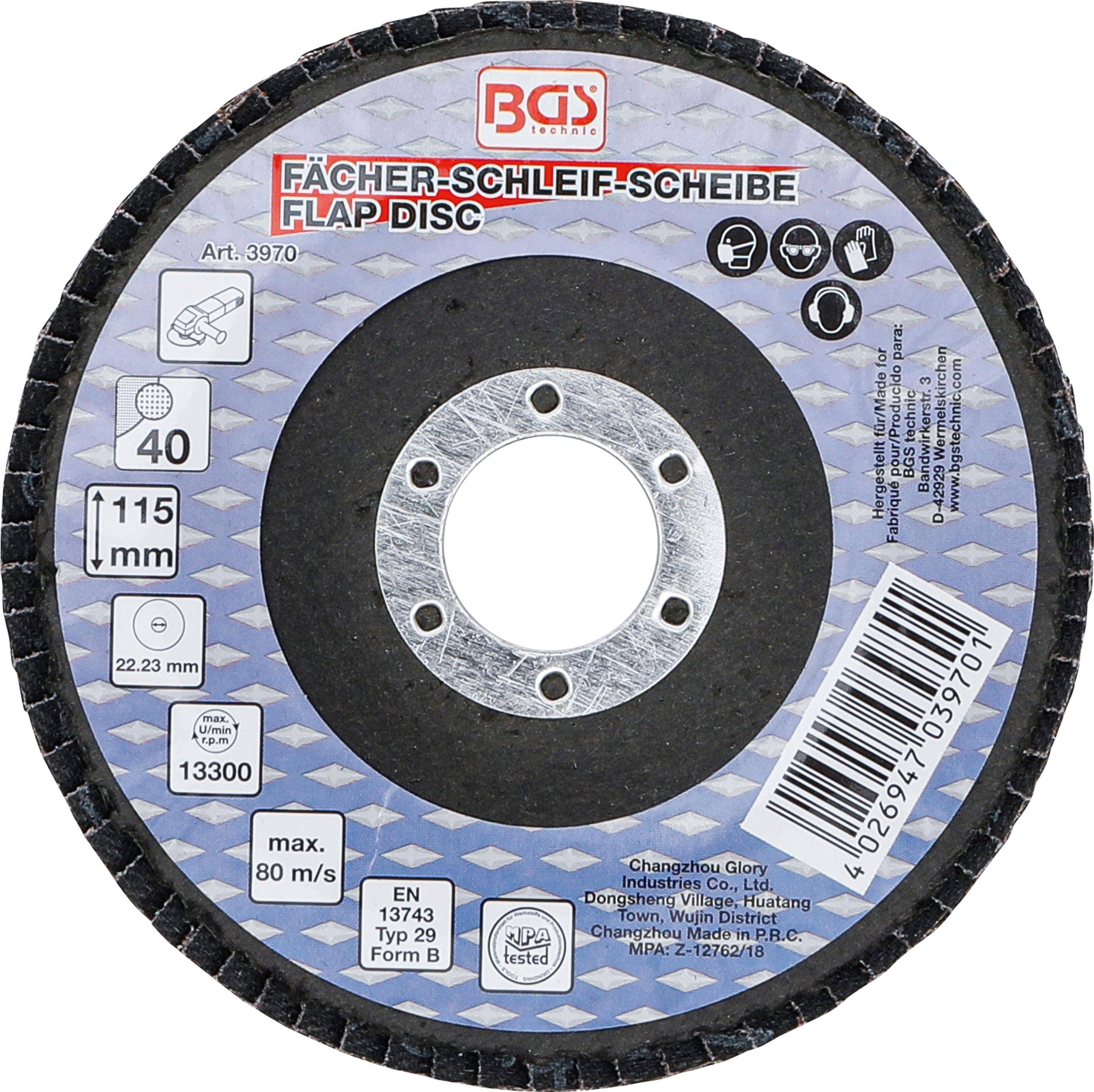 BGS technic Fächer-Schleif-Scheibe | Ø 115 mm | K 40