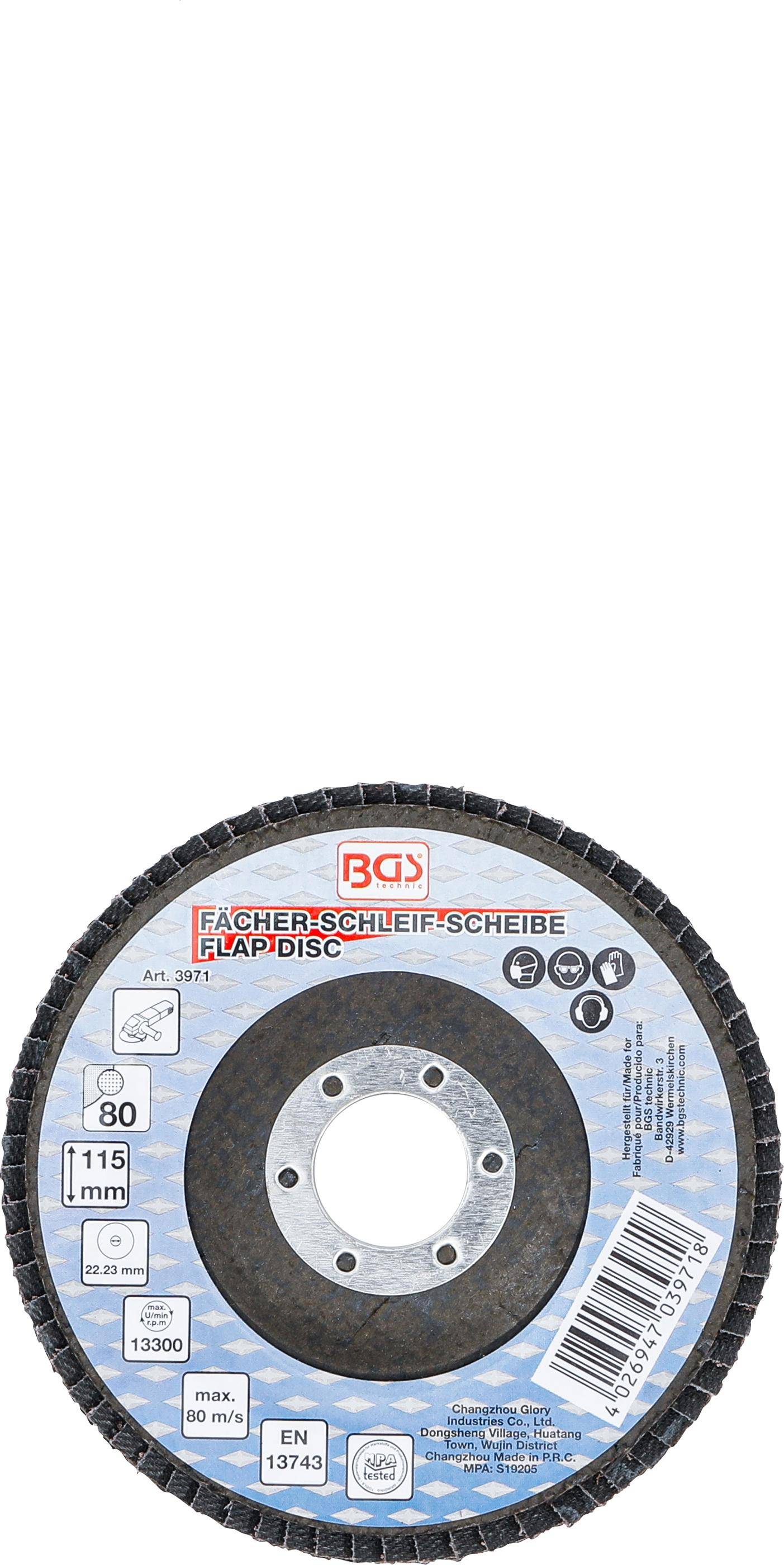 BGS technic Fächer-Schleif-Scheibe | Ø 115 mm | K 80