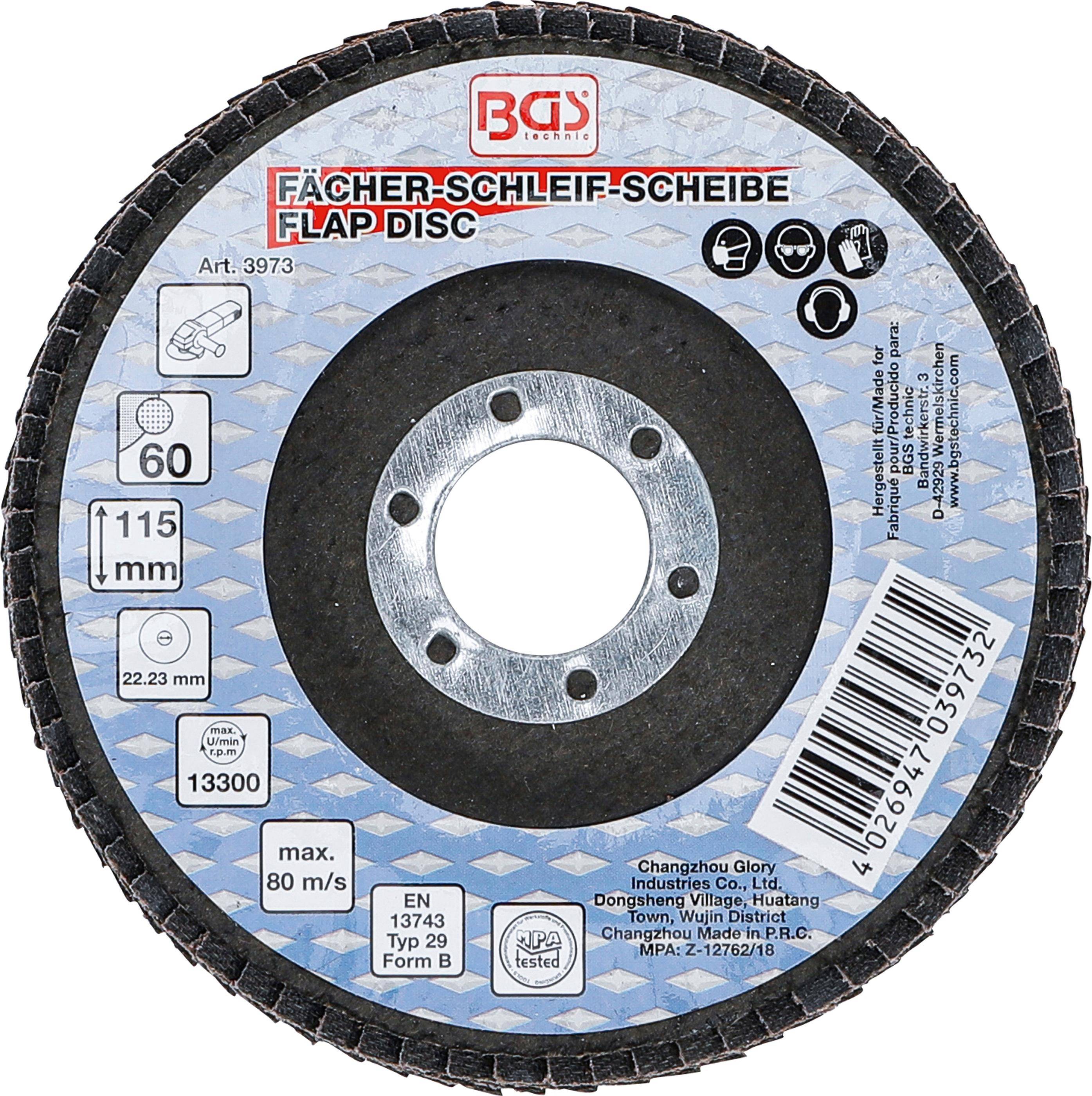 BGS technic Fächer-Schleif-Scheibe | Ø 115 mm | K 60