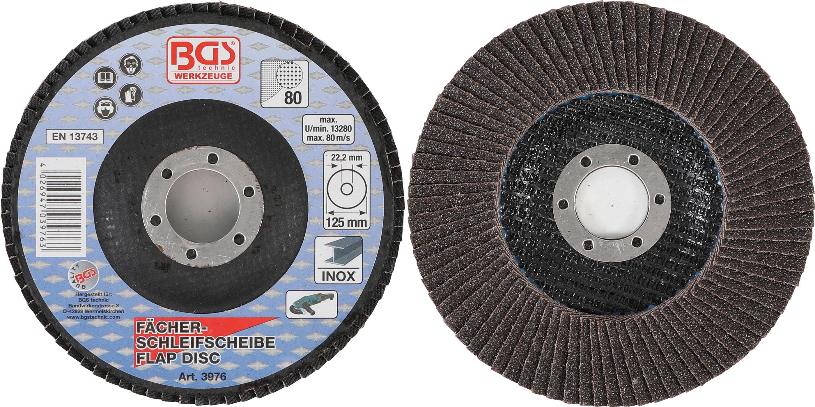 BGS technic Fächer-Schleif-Scheibe | Ø 125 mm | K 80