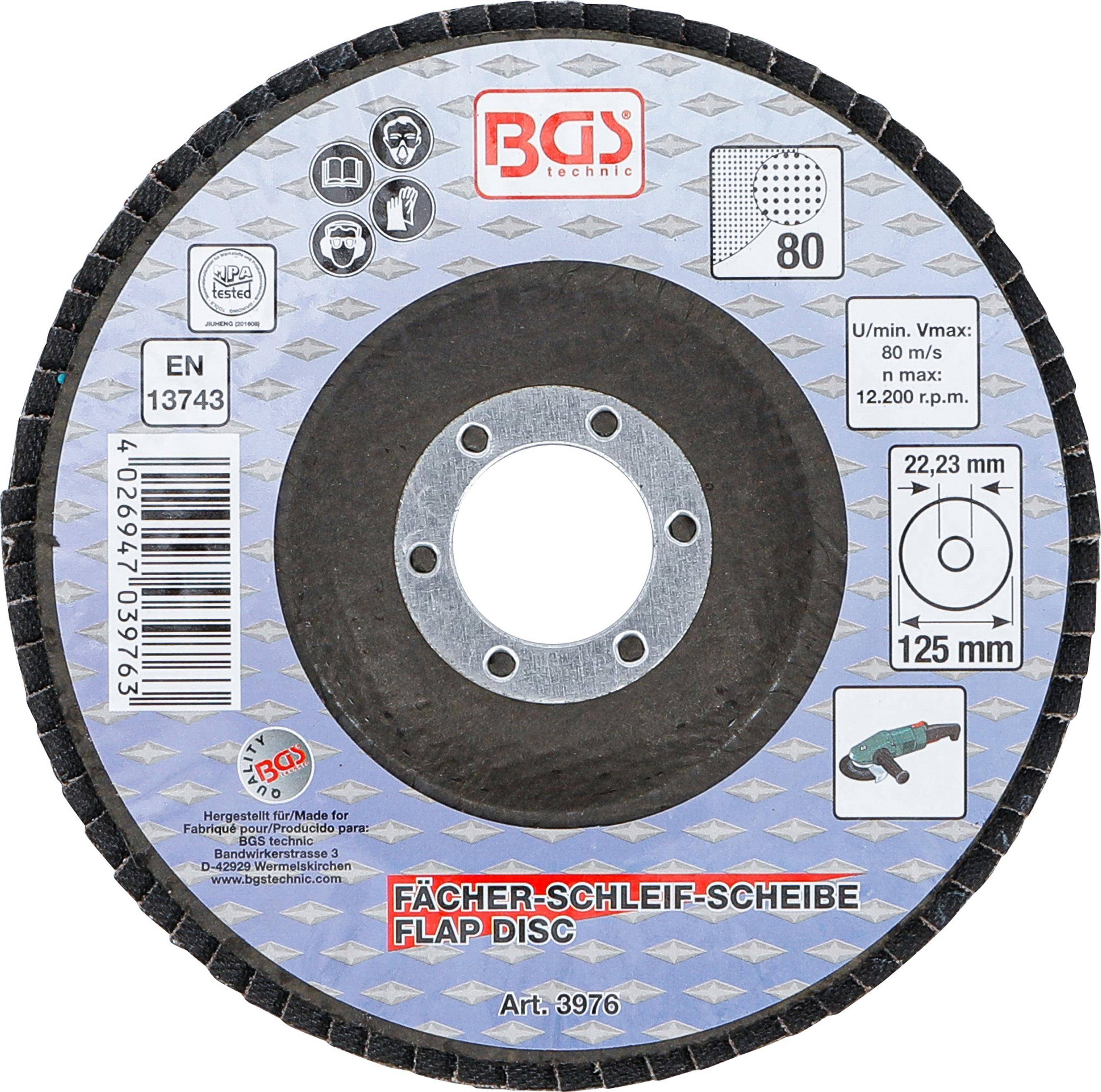 BGS technic Fächer-Schleif-Scheibe | Ø 125 mm | K 80