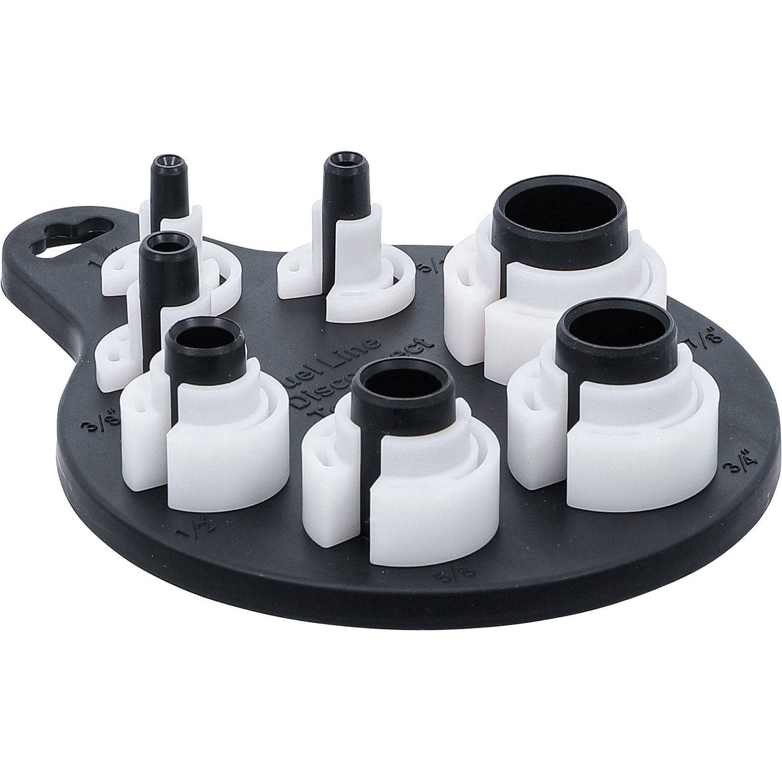 Ein Mehrgrößen-Kreismessgerät mit mehreren abnehmbaren Einsätzen zur Messung von Rohrdurchmessern, von 1/4 Zoll bis 3/4 Zoll.