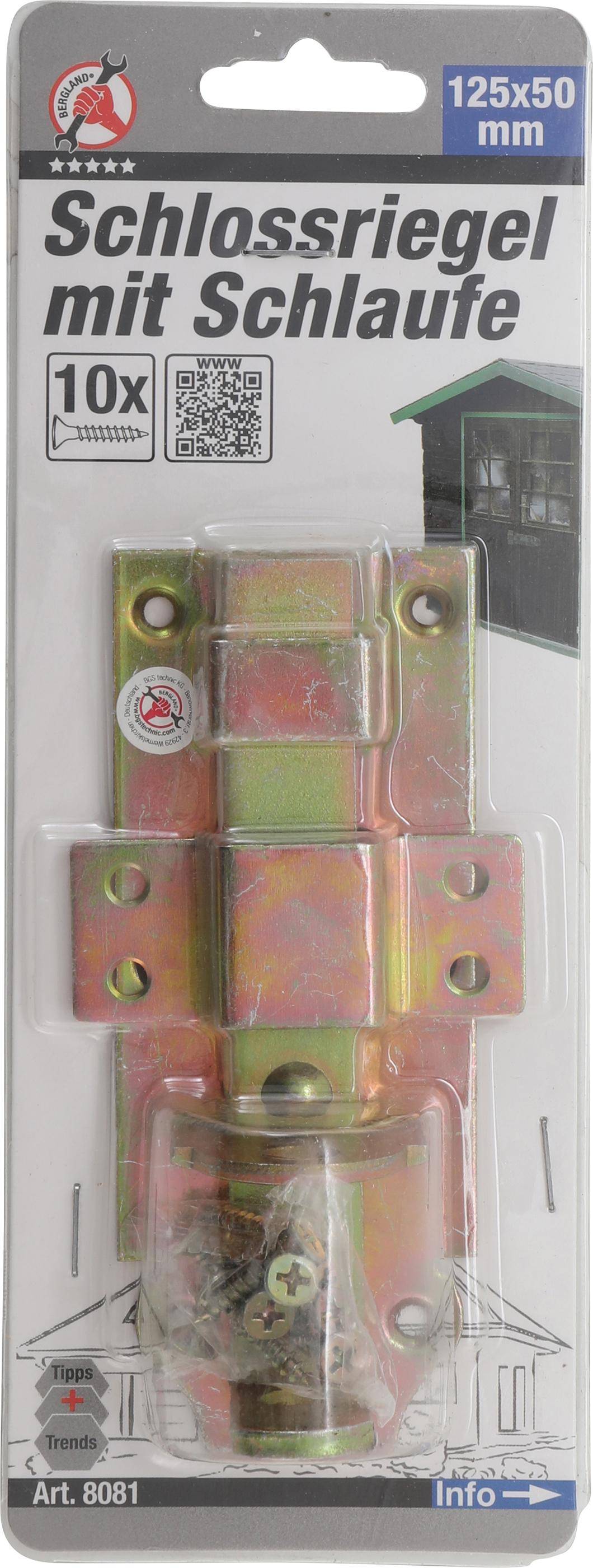 BGS Diy Schlossriegel mit Schlaufe | 125 x 50 mm