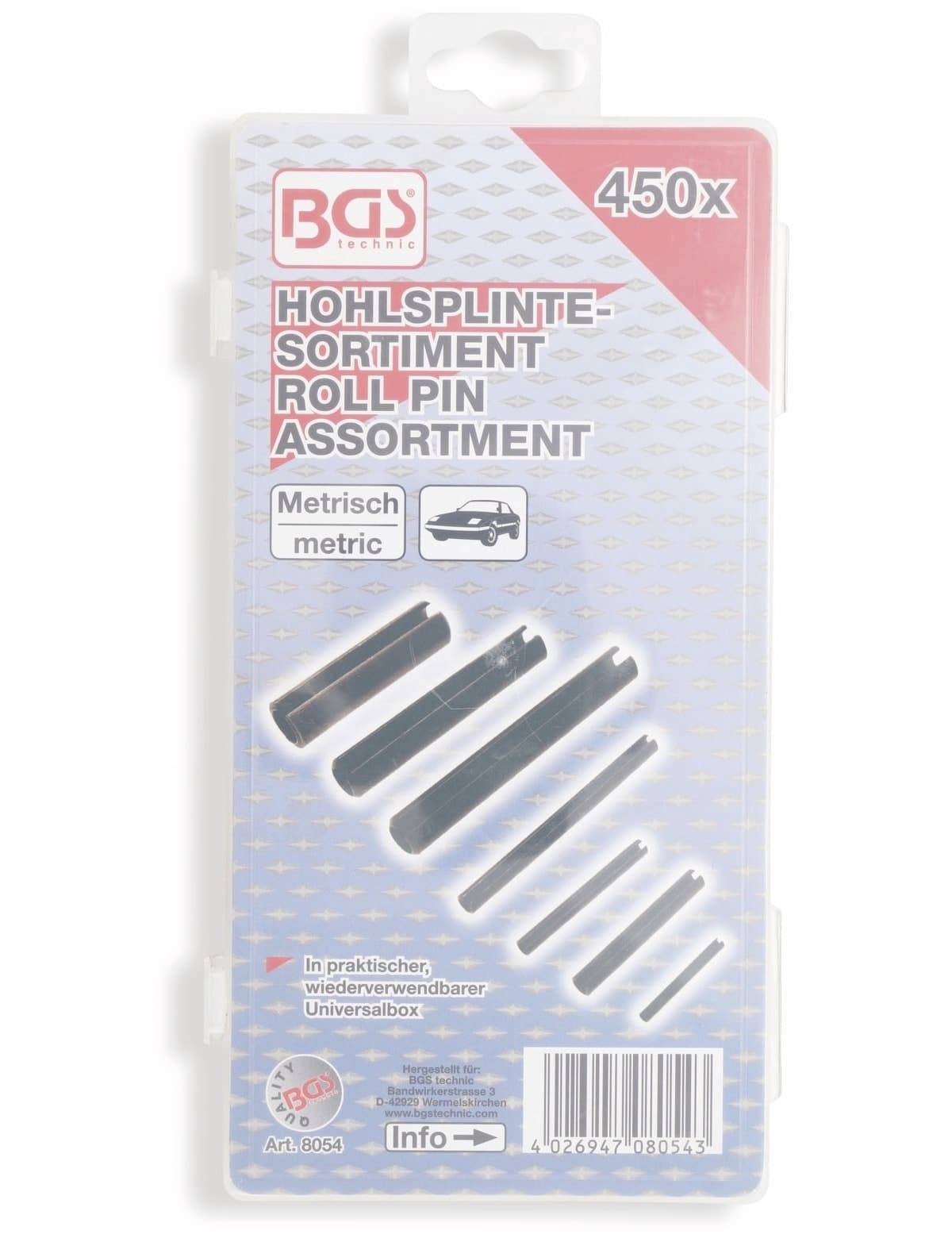 BGS TECHNIC Sort. Hohl-/Federstifte, 8054, 450-tlg