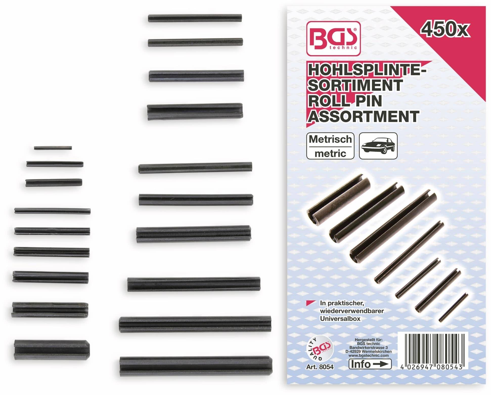 BGS TECHNIC Sort. Hohl-/Federstifte, 8054, 450-tlg