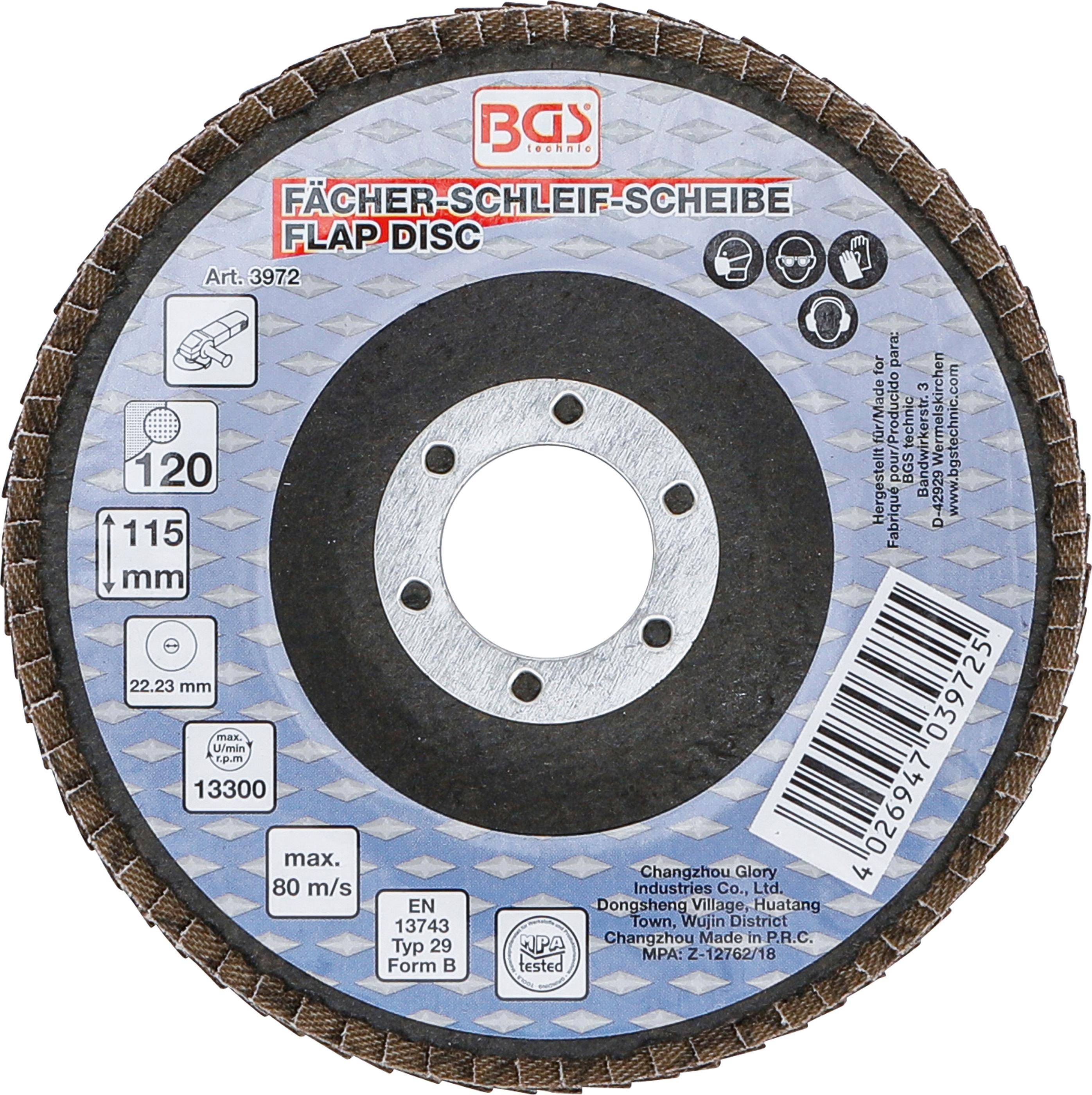 BGS technic Fächer-Schleif-Scheibe | Ø 115 mm | K 120