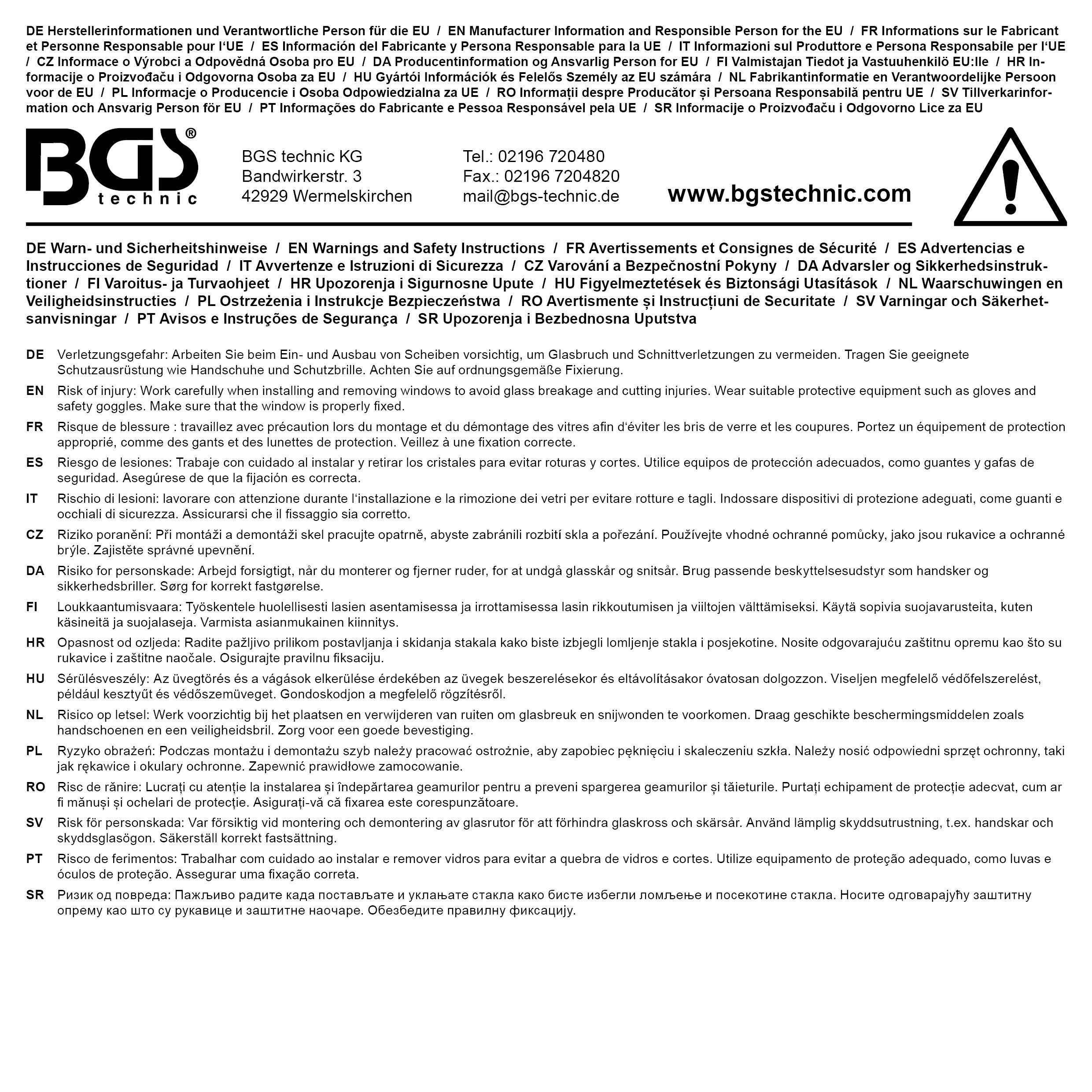 BGS technic Scheiben-Ausglaswerkzeug | fr geklebte Scheiben