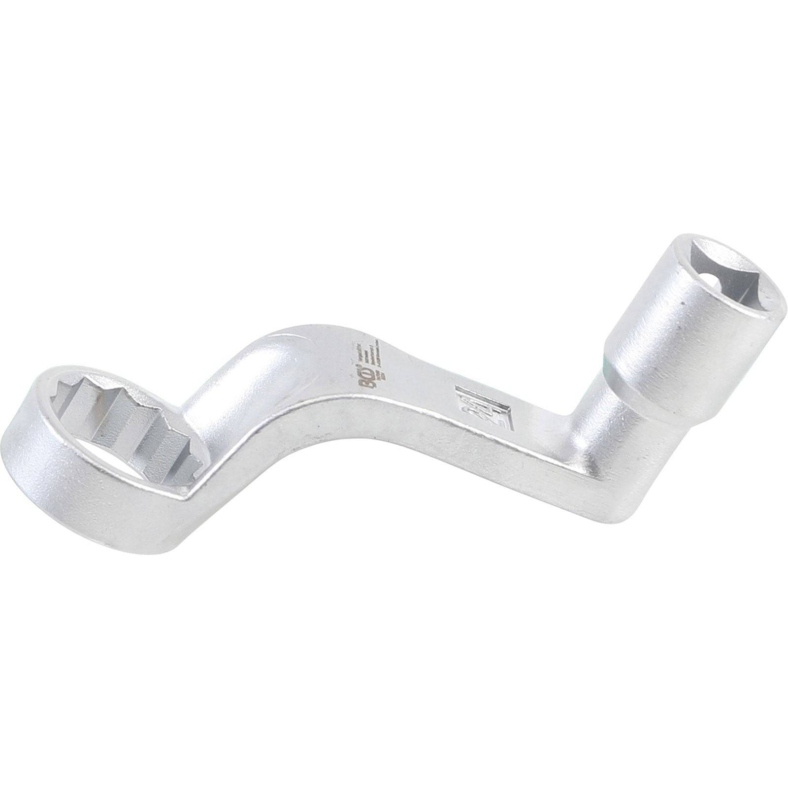 Ein doppelseitiger Offset-Ringschlüssel mit gewelltem Griff, der zum Erreichen von schwer zugänglichen Muttern und Schrauben entwickelt wurde.