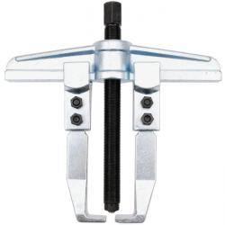 Ein silber- und schwarzer Abzieher mit zwei verstellbaren Armen und einem zentralen Schraubenmechanismus, der zum Abnehmen von Zahnrädern von Wellen verwendet wird.